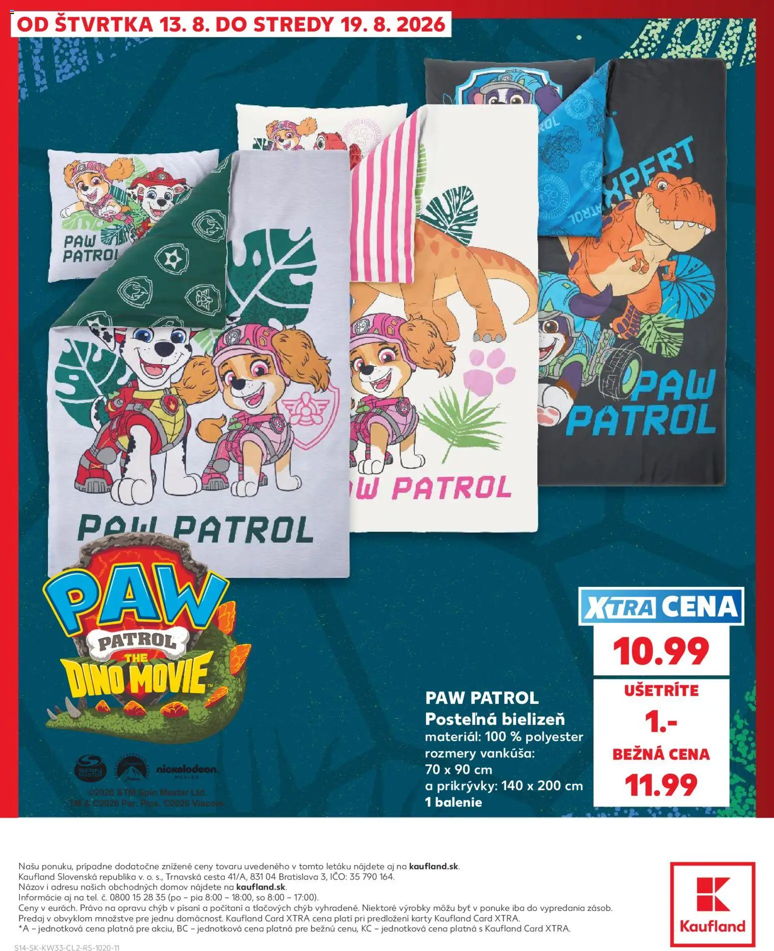 Kaufland SK akciós ujság - amely érvényes a következő dátumtól: 2026.08.13. | Oldal: 14 | Termékek: Dino, Paw Patrol, Só