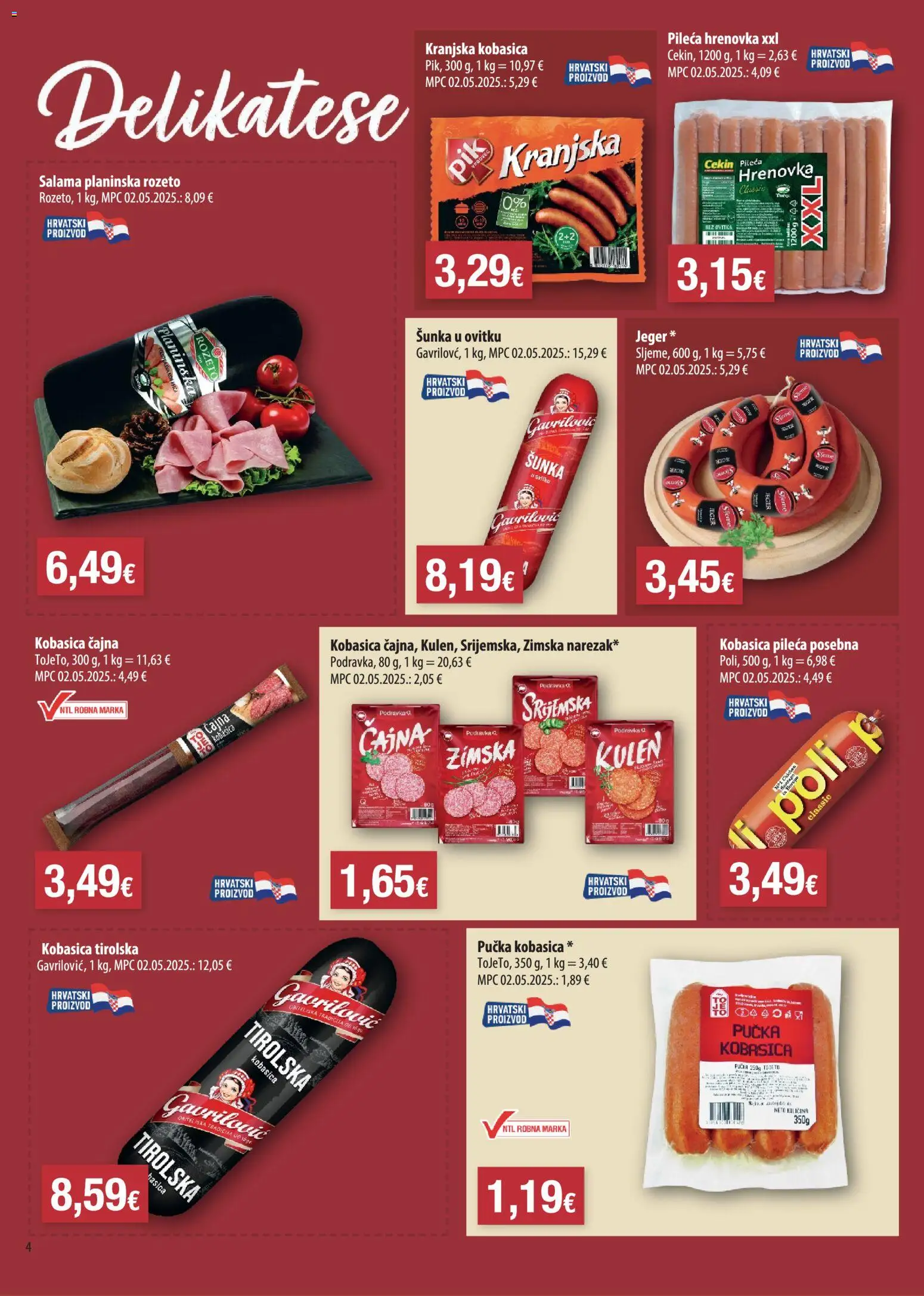 NTL katalog | vrijedi od 10.06.2026 | Stranica: 4 | Proizvodi: Salama, Podravka, Kobasica, Kulen