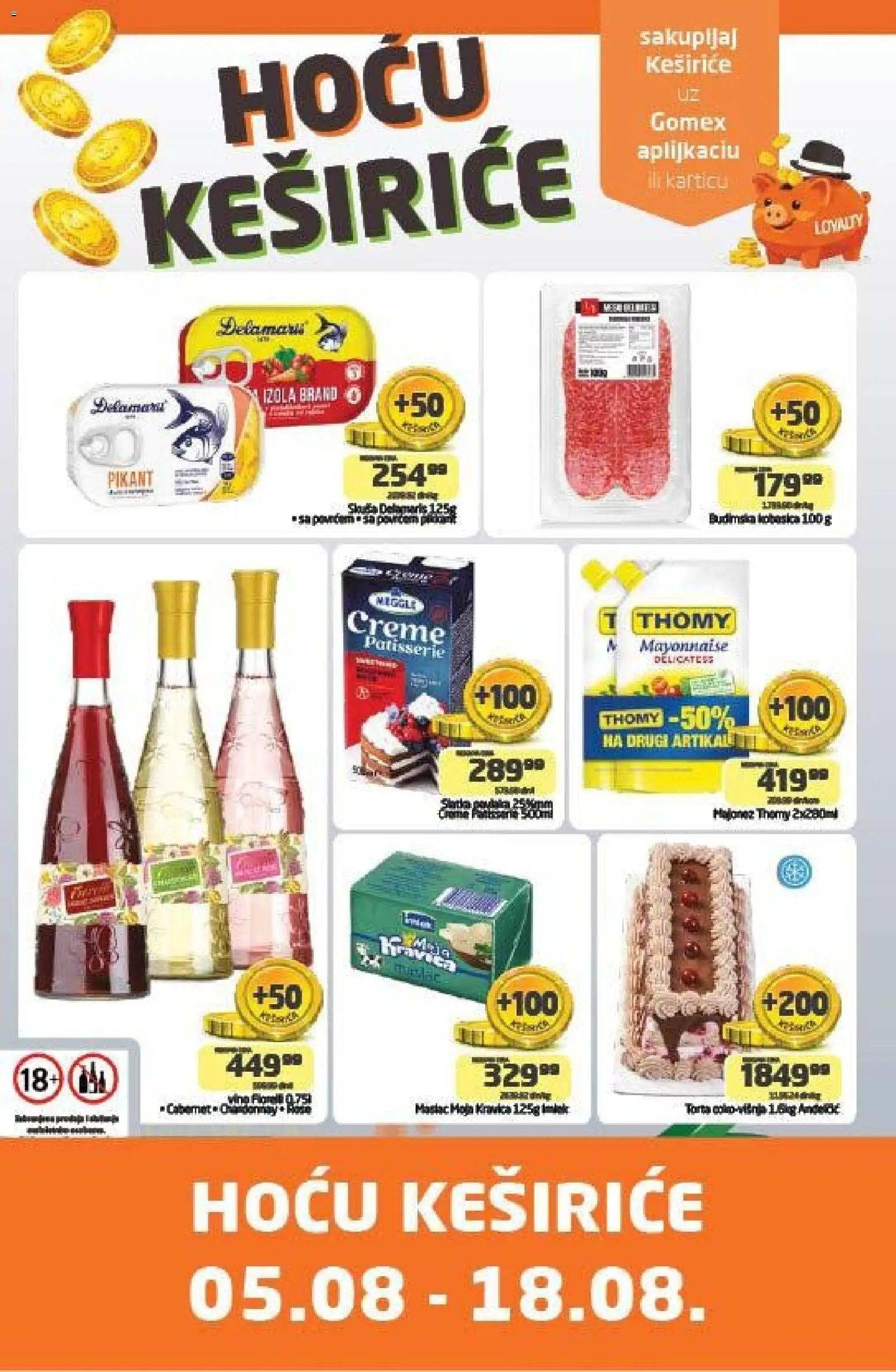 Gomex katalog - važi od 05.08.2026 | Strana: 1 | Proizvode: Majonez, Maslac, Torta