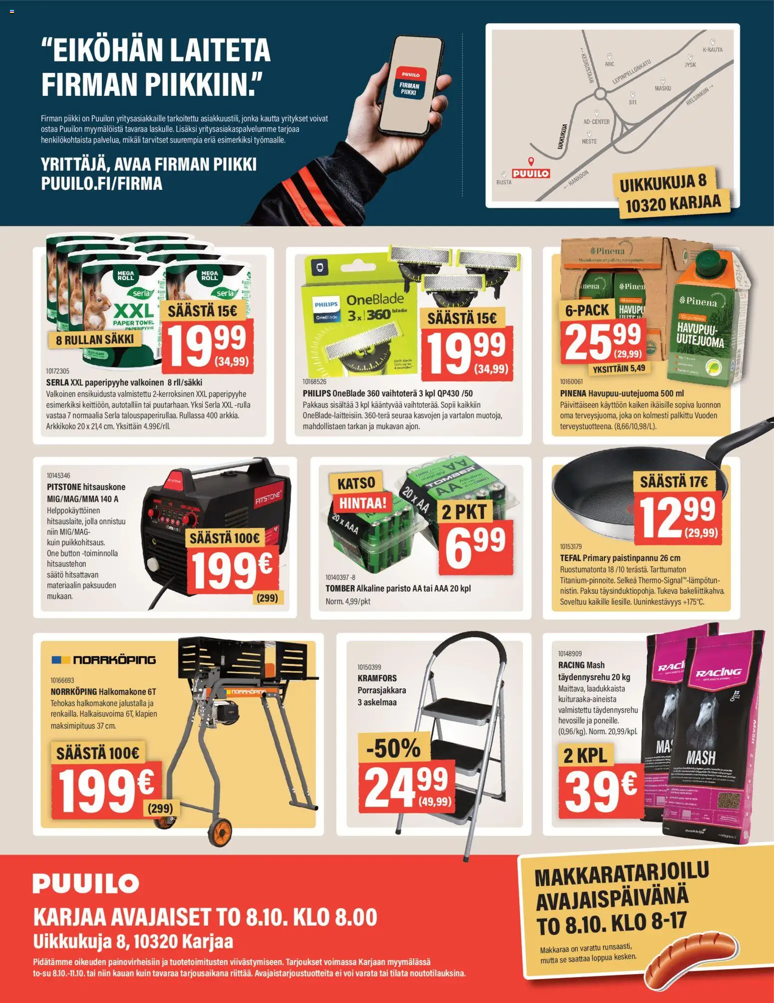 Puuilo - Puuilo - Puuilo Raasepori-Karjaa Avajaislehti digi – voimassa 08/10/2026 alkaen | Sivu: 16 | Tuotteet: Paistinpannu, Voi