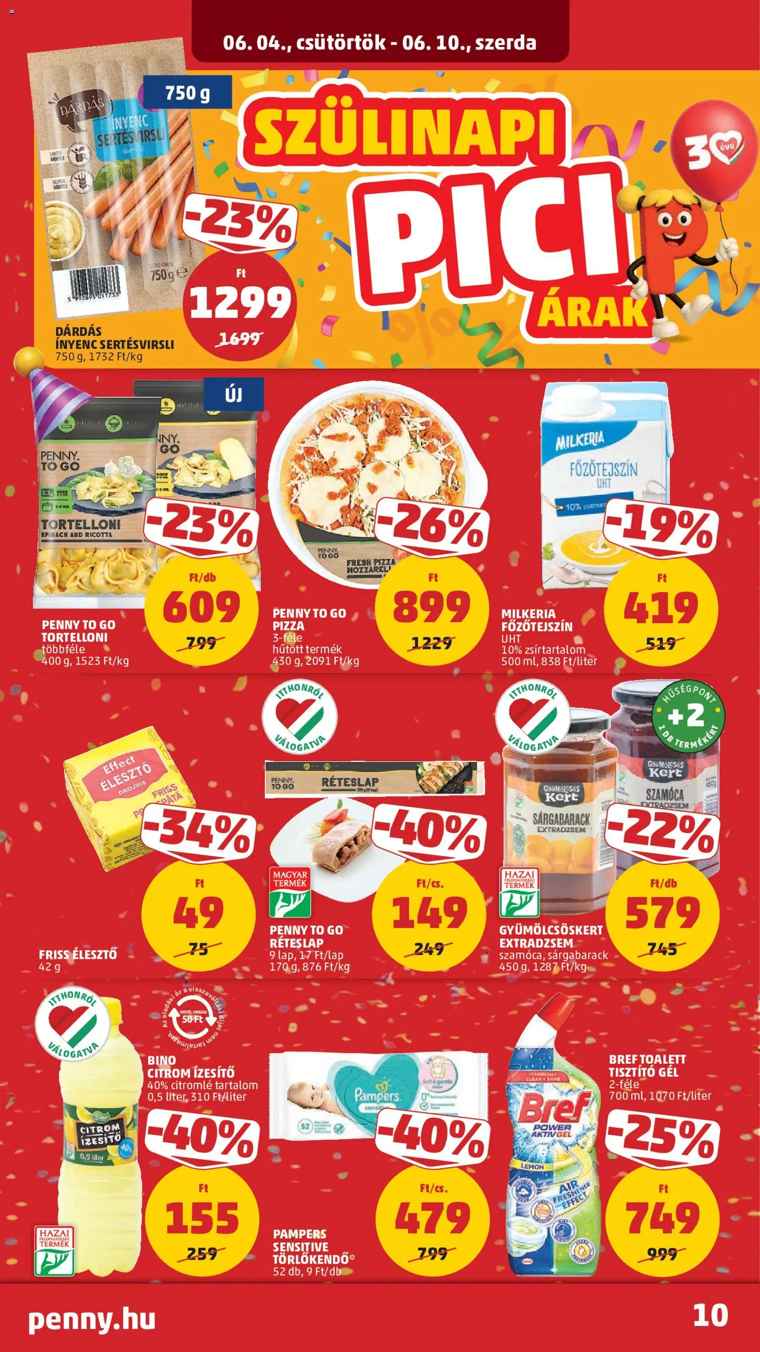 PENNY akciós ujság - amely érvényes a következő dátumtól: 04.06.2026 | Oldal: 14 | Termékek: Sárgabarack, Törlőkendő, Pizza, Citrom