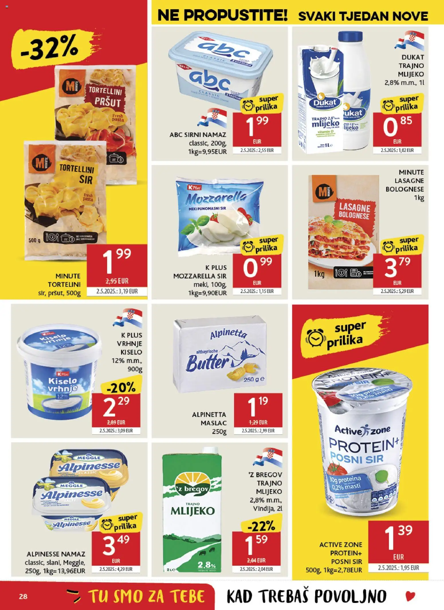 Konzum HR akciós ujság - amely érvényes a következő dátumtól: 10.06.2026 | Oldal: 28 | Termékek: Mozzarella, Protein, Tortellini, Lasagne