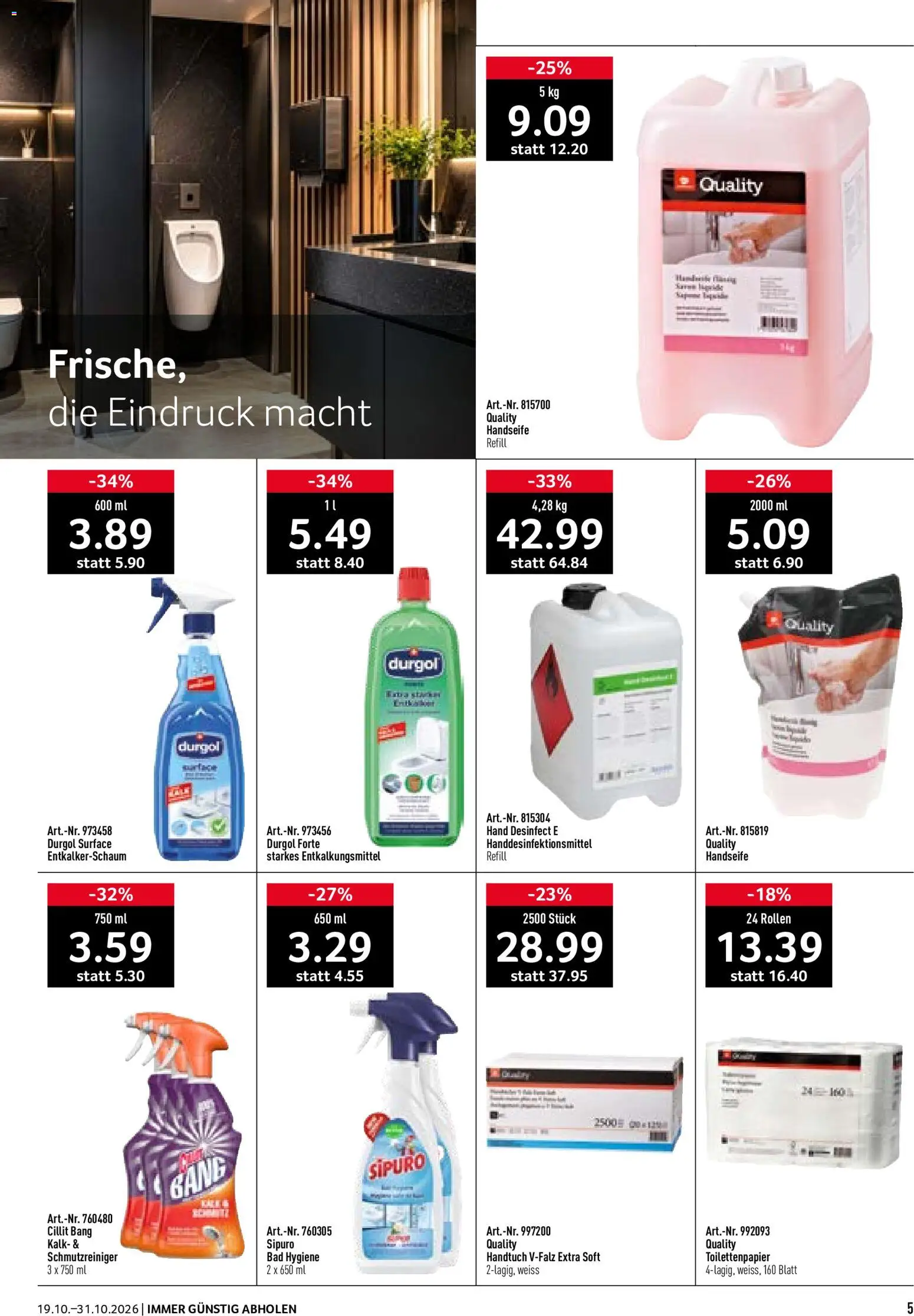 Prodega aktionen Reinigung – gültig ab 19.10.2026 | Seite: 5 | Produkte: Bad, Kalk, Toilettenpapier