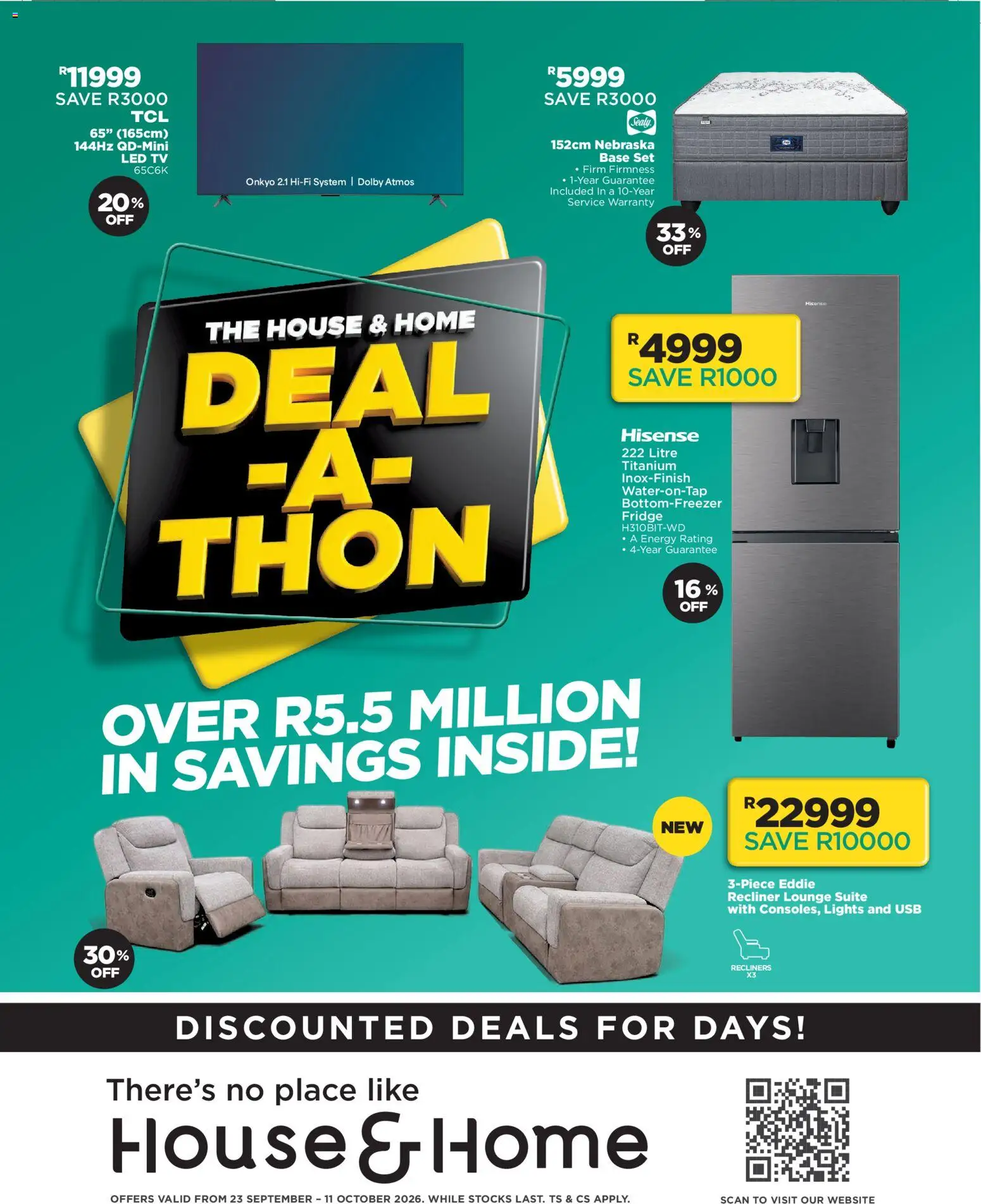 New House and Home catalogue – valid from 23/09/2026 | Page: 1 | Products: USB, TV, Fridge, Lounge suite