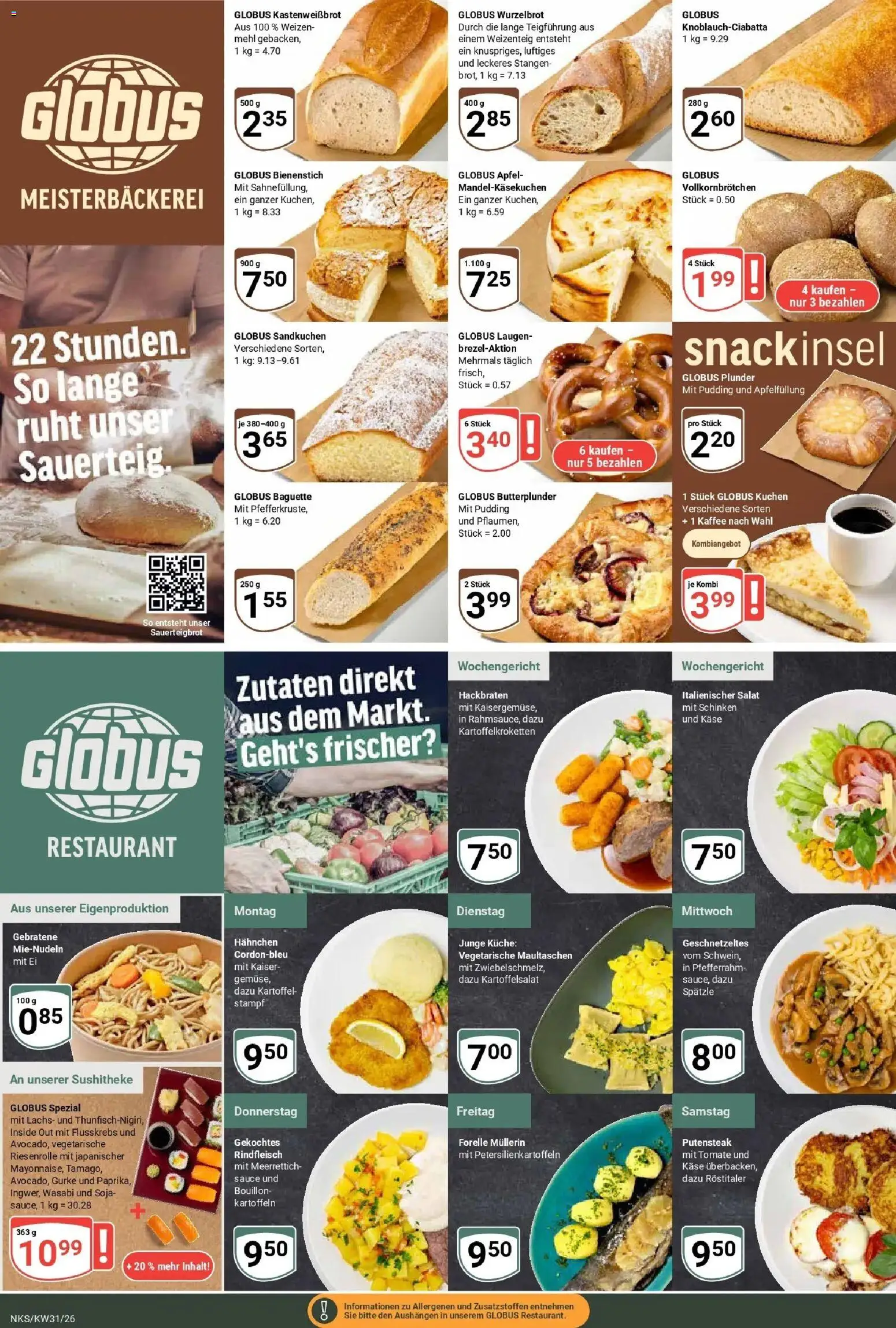 Globus Prospekt Neunkirchen – gültig ab 27.07.2026 | Seite: 7 | Produkte: Mehl, Küche, Schinken, Kuchen