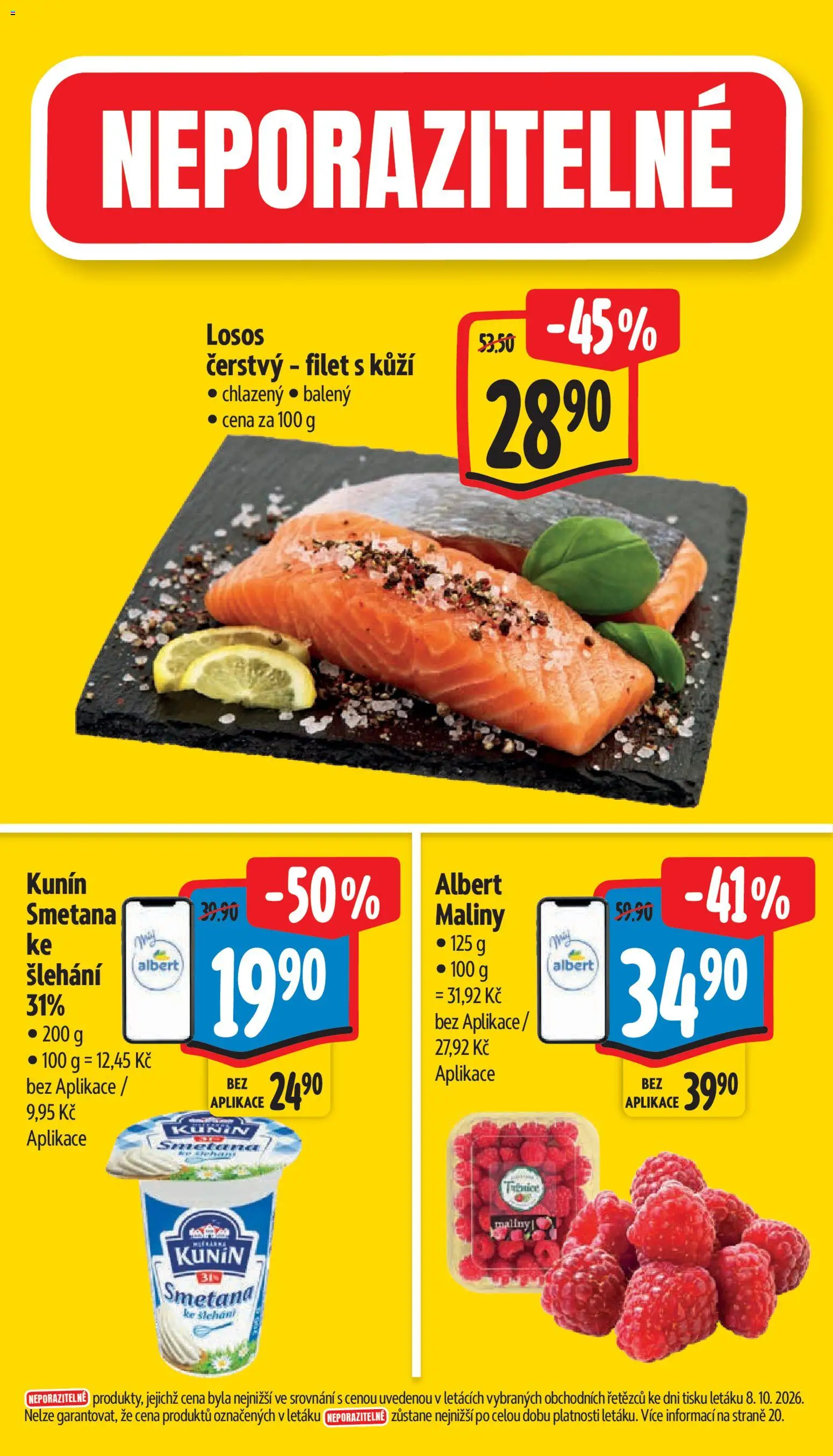 Albert leták - Supermarket Příbor od 14.10.2026 | Strana: 7 | Produkty: Smetana, Losos, Maliny, Filet