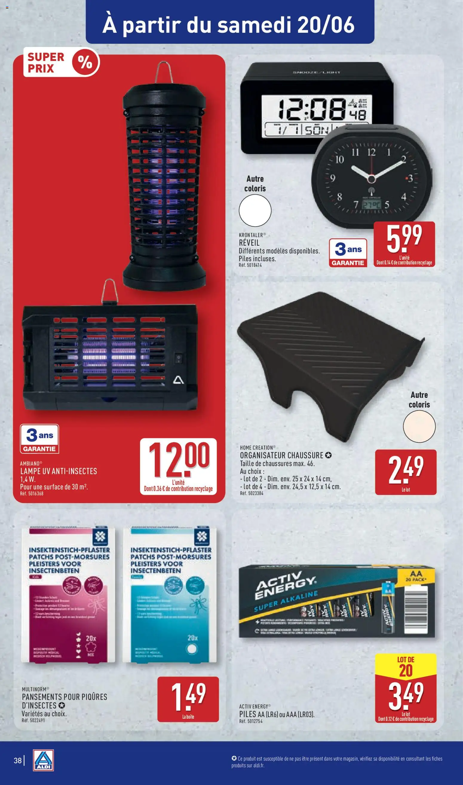 {H1} | Page: 40 | Produits: Réveil, Lampe, Piles