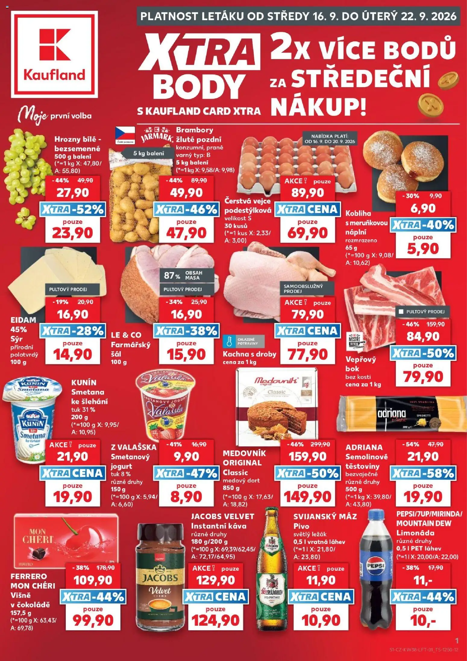 Kaufland leták - Kolín od 16.09.2026 | Strana: 1 | Produkty: Káva, Pivo, Instantní káva, Velvet
