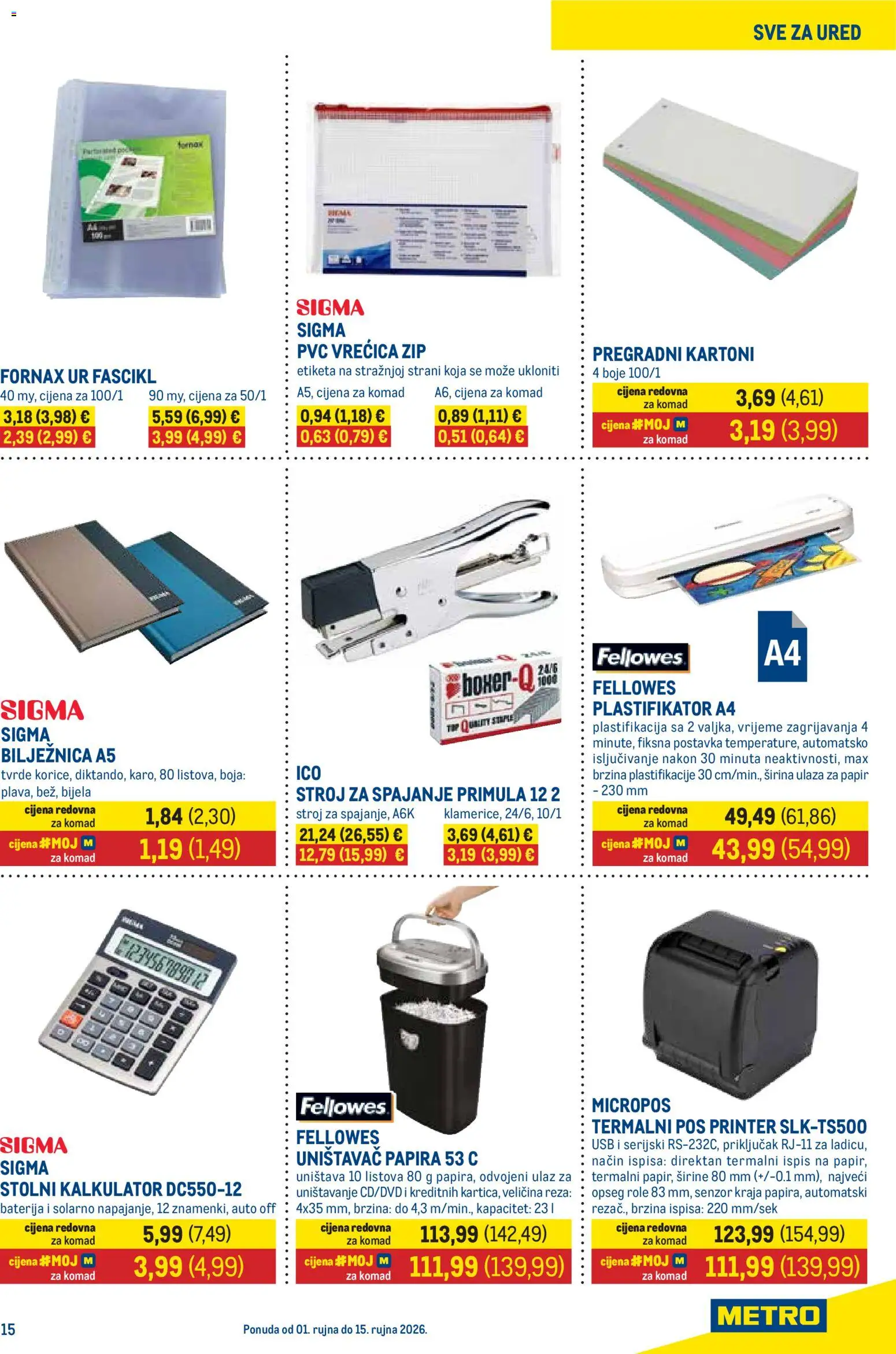Metro katalog | vrijedi od 01.09.2026 | Stranica: 15 | Proizvodi: Baterija, Printer, Kalkulator, Bilježnica