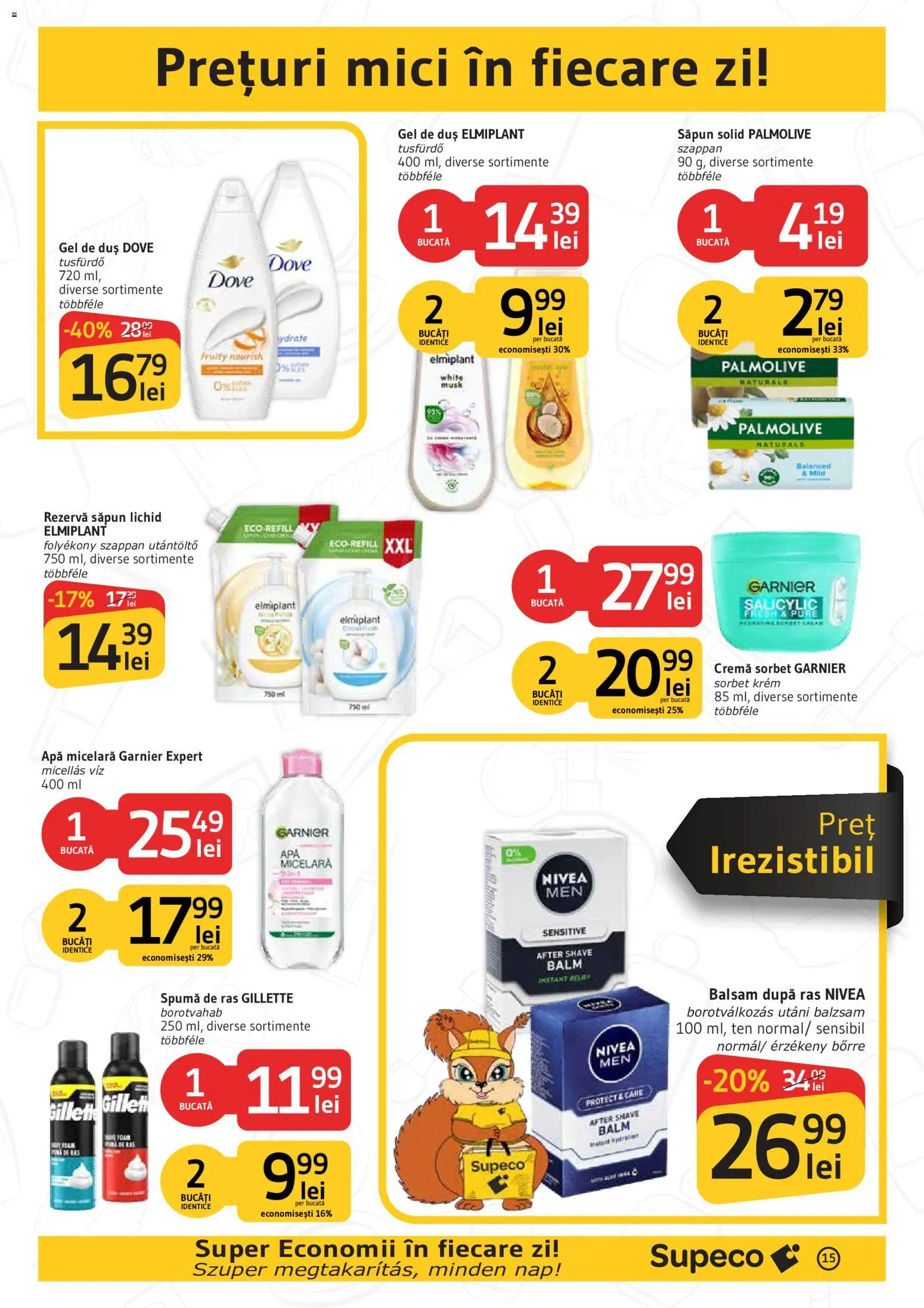 Noul catalog Supeco – valabil de la 17.09.2026 | Pagină: 15 | Produse: After shave, Săpun solid, Spumă de ras, Apă