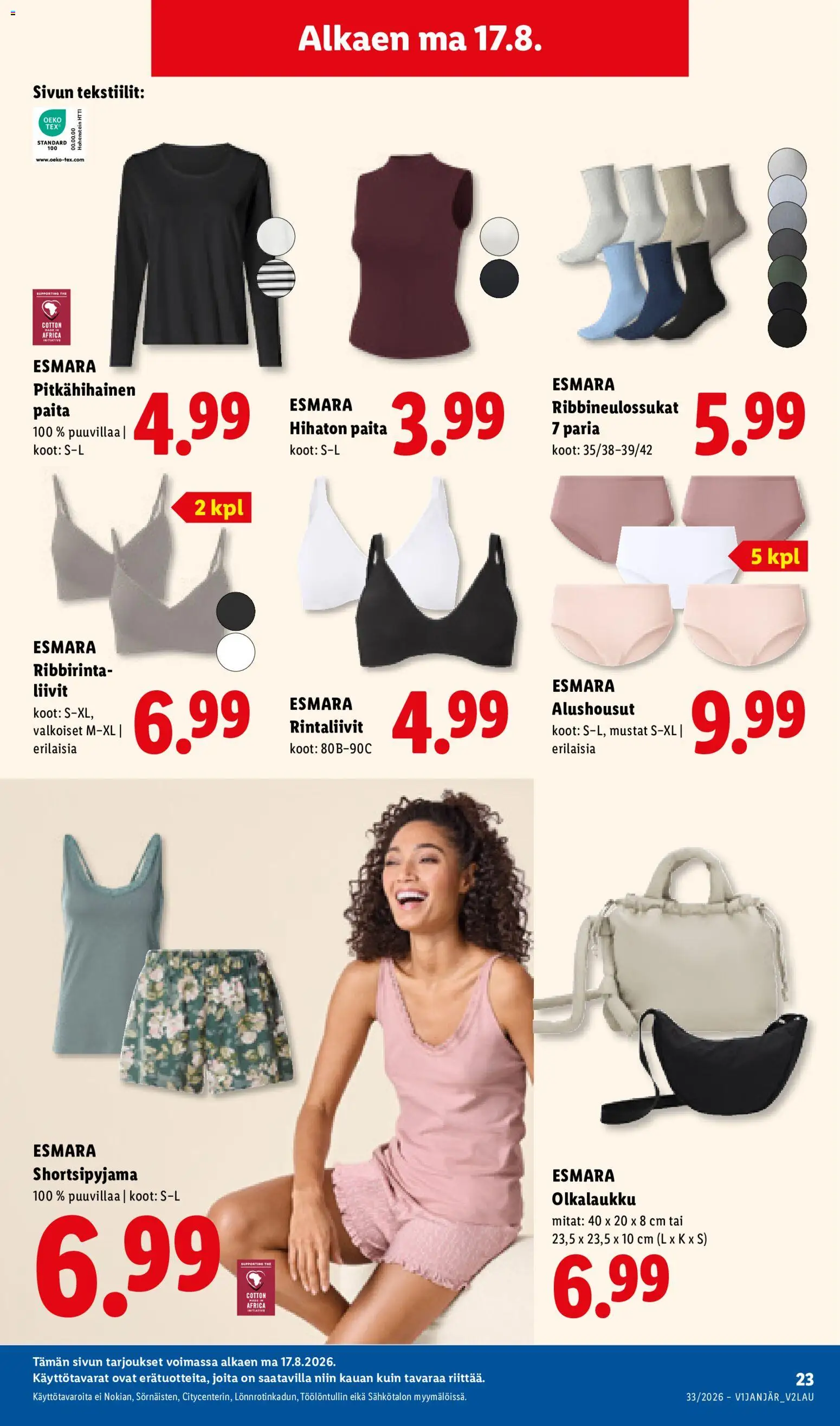Lidl tarjoukset - Tampere – voimassa 17/08/2026 alkaen | Sivu: 11 | Tuotteet: Paita, Rintaliivit, Alushousut