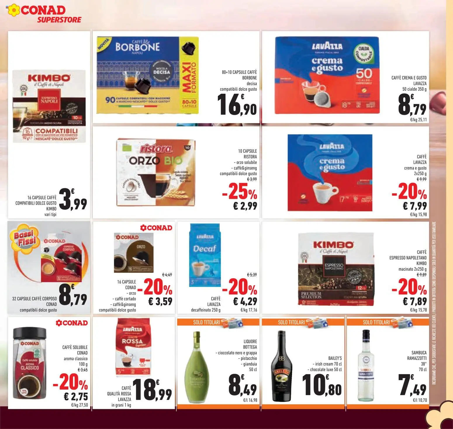 Volantino Conad del 09/09/2026 | Pagina: 11 | Prodotti: Kimbo, Grappa, Borbone, Macinato