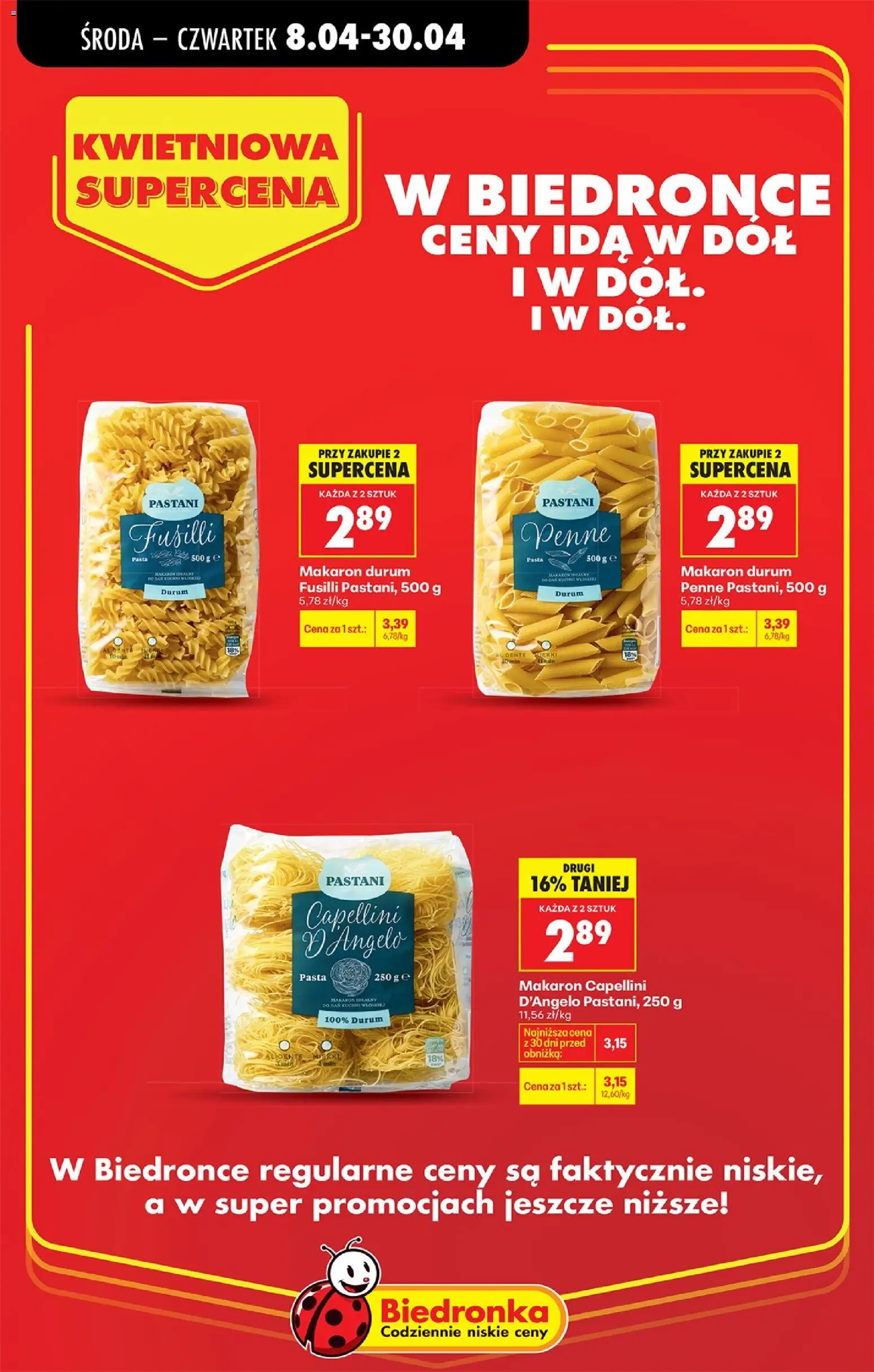 Biedronka gazetka - Kwietniowa promocja od 08.04.2026 | Strona: 14 | Produkty: Makaron durum, Penne, Makaron