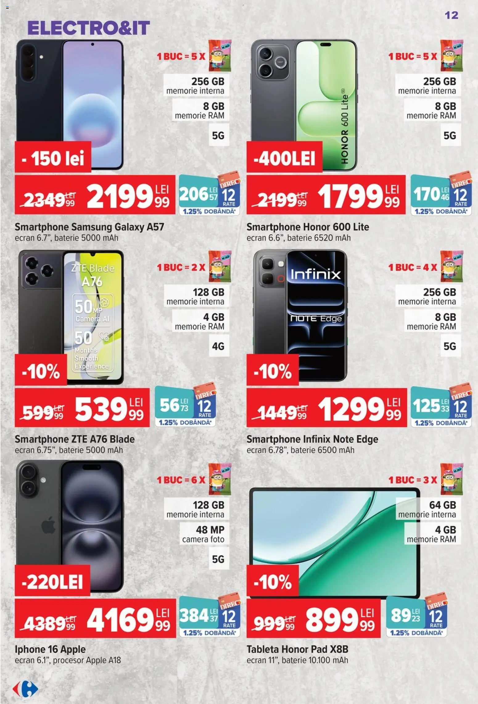 Noul catalog Carrefour – valabil de la 30.09.2026 | Pagină: 12 | Produse: Memorie, Cameră, Baterie, Apple