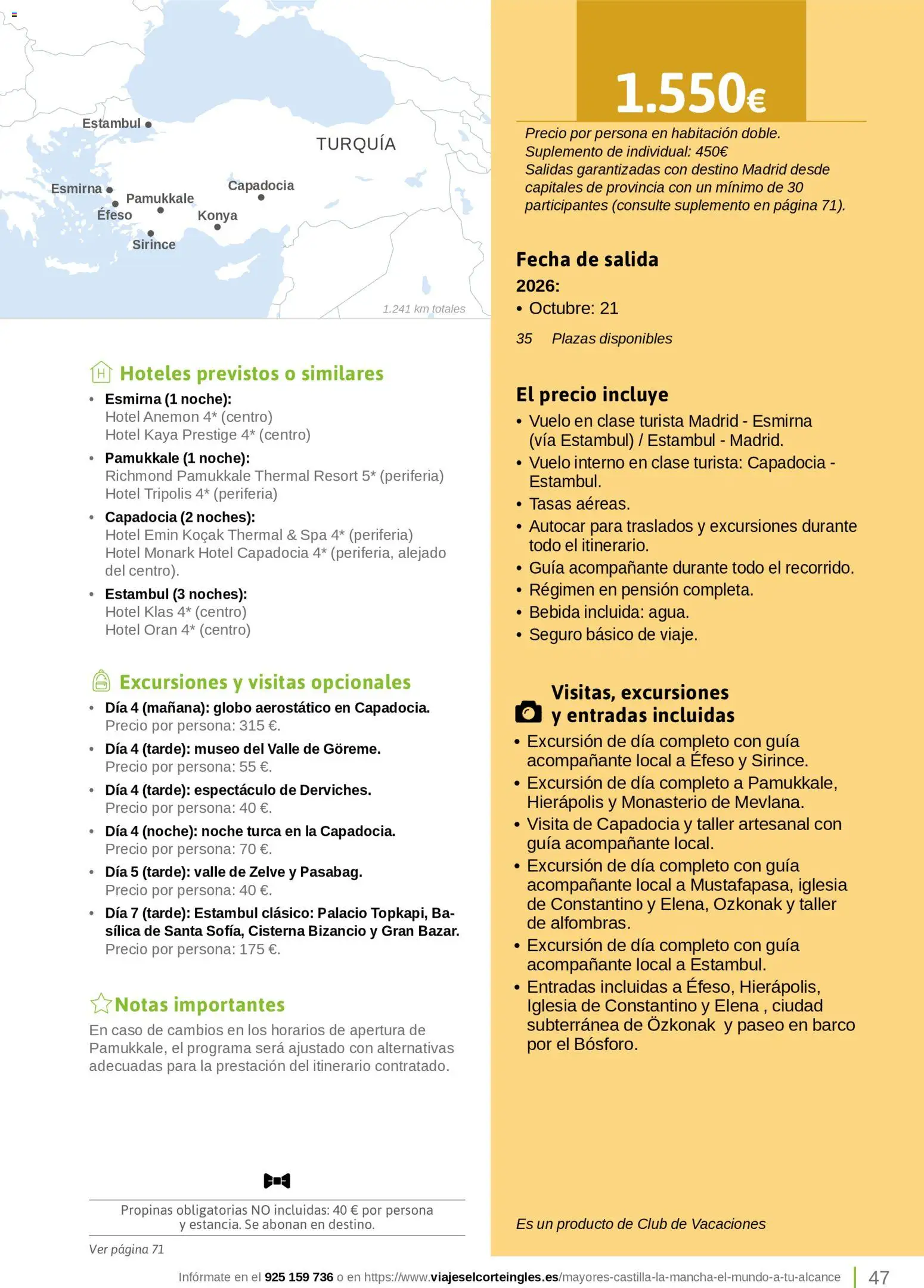 Viajes El Corte Inglés Turismo Social Castilla La Mancha │ válido desde el 01.04.2026 | Página: 47