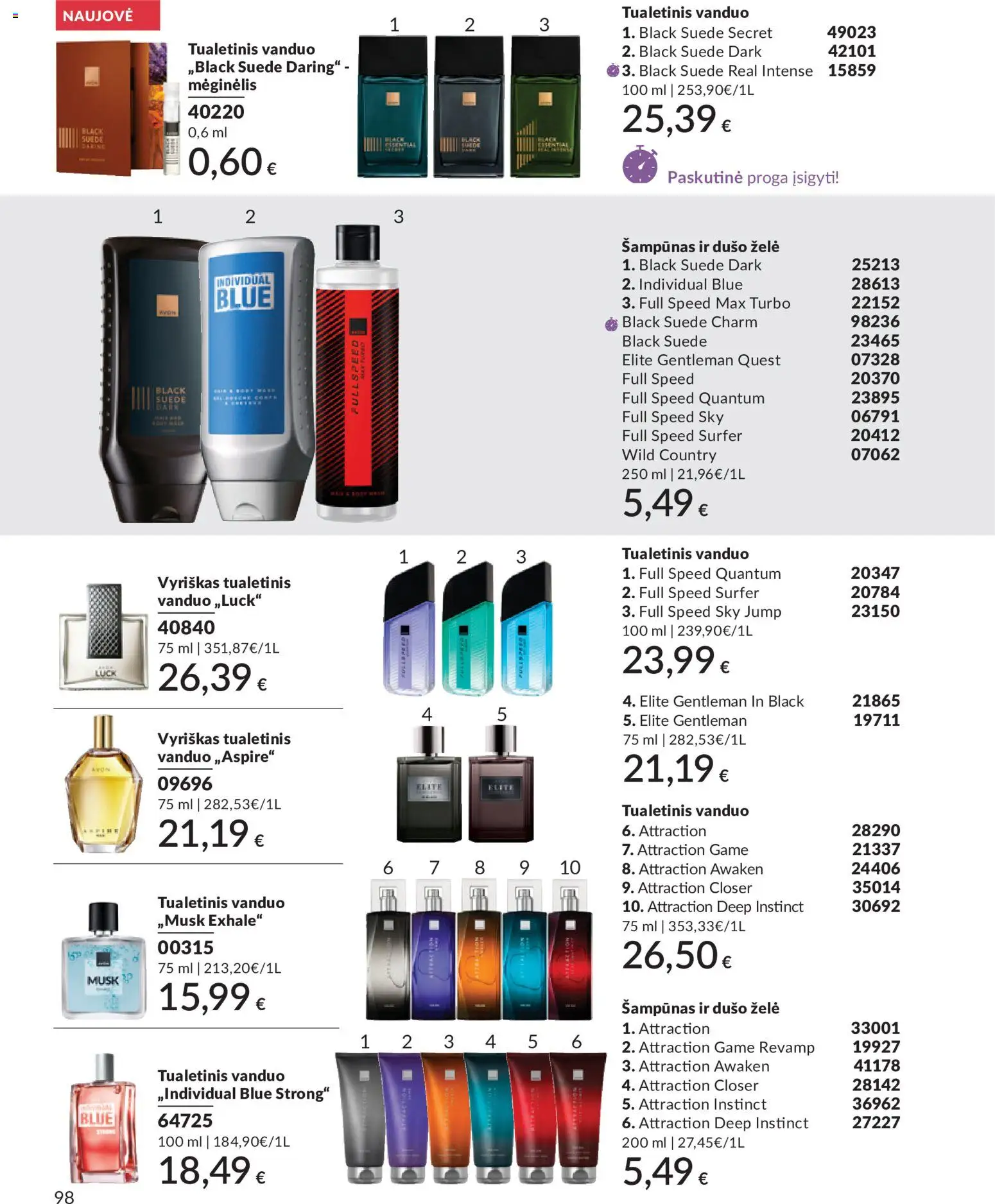 AVON akcijos nuo 01.05.2026 | Puslapis: 98 | Prekių: Tualetinis vanduo, Šampūnas, Dušo želė
