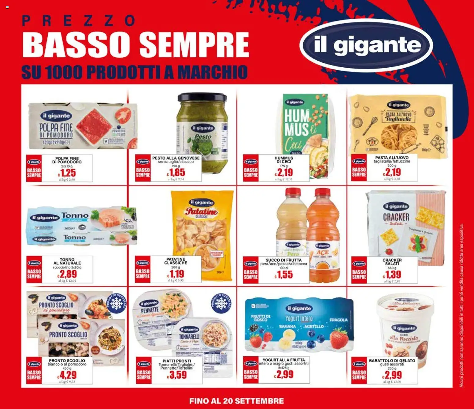 Volantino Il Gigante del 30/07/2026 | Pagina: 33 | Prodotti: Yogurt, Tagliatelle, Ceci, Succo di frutta