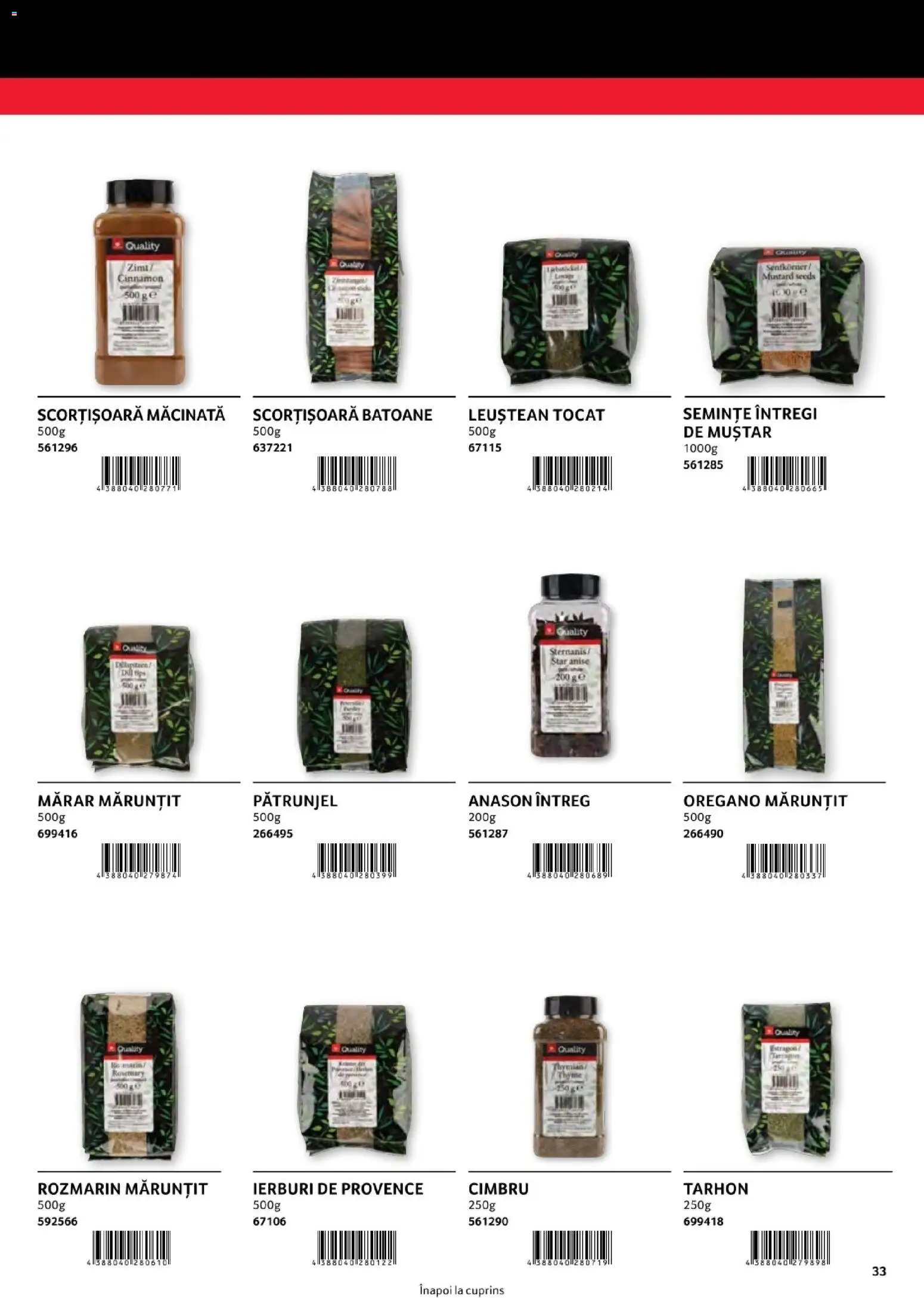 Noul catalog Selgros – valabil de la 01.08.2026 | Pagină: 33 | Produse: Pătrunjel, Mărar, Semințe, Muștar