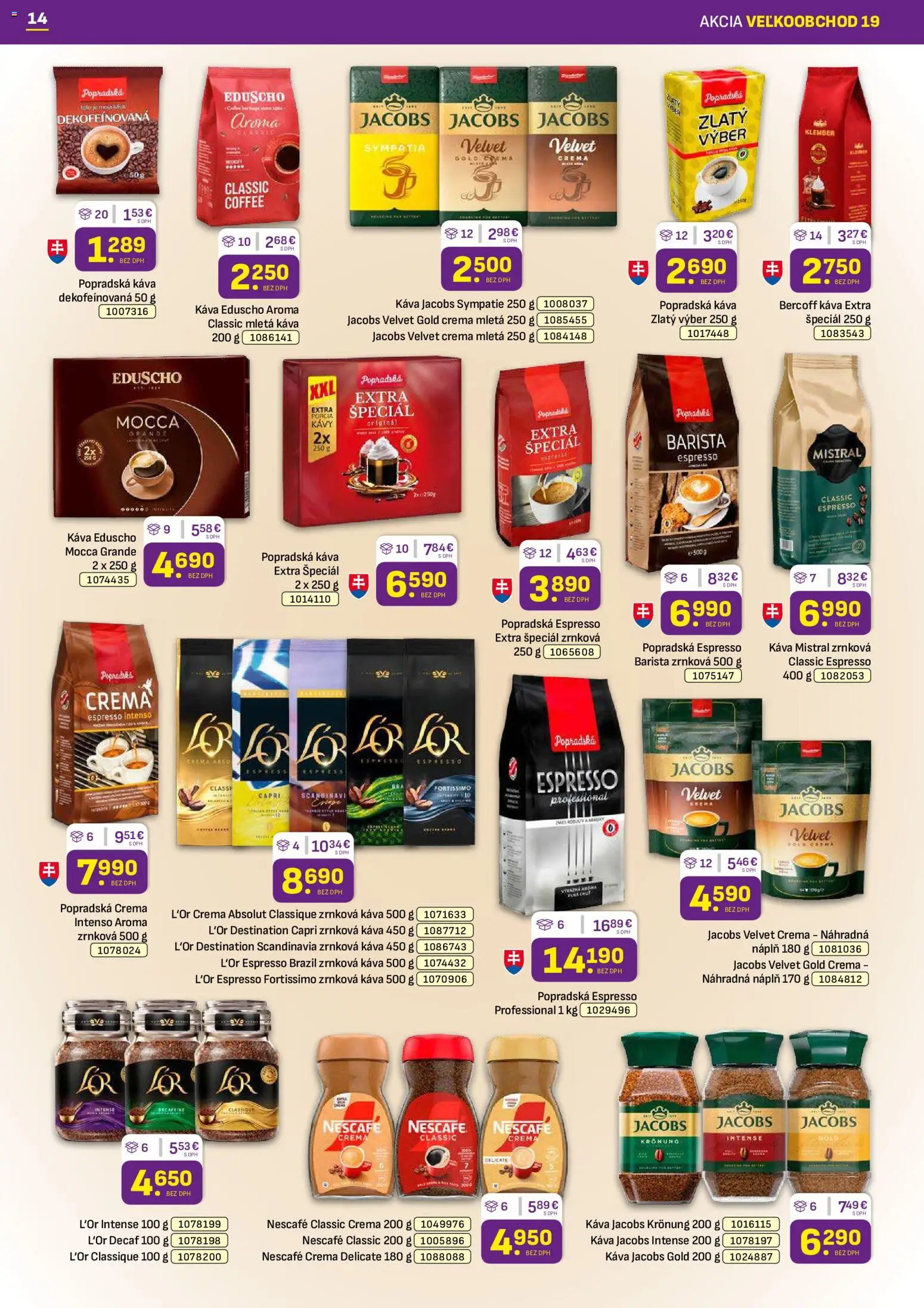 Nové Libex akcie – leták je platný od 21.09.2026 | Strana: 14 | Produkty: Popradská káva, Nescafé Classic, Nescafé Crema, Zrnková káva