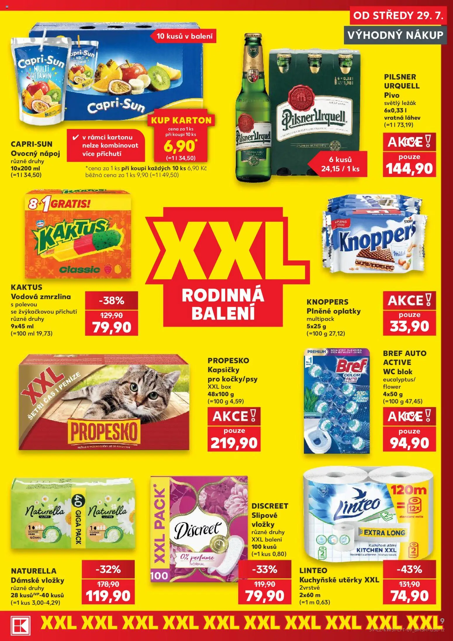 Kaufland leták - Praha 8 od 29.07.2026 | Strana: 9 | Produkty: Vložky, Utěrky, Zmrzlina, Pilsner