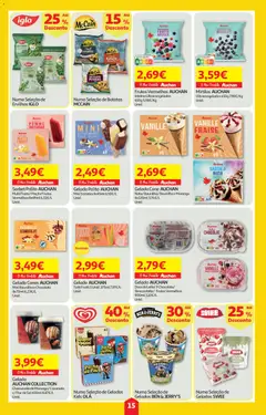 Pré-visualização Auchan folheto válido de 09/07/2026 | Página: 15 | Produtos: Maça, Chocolate, Nata, Mirtilos