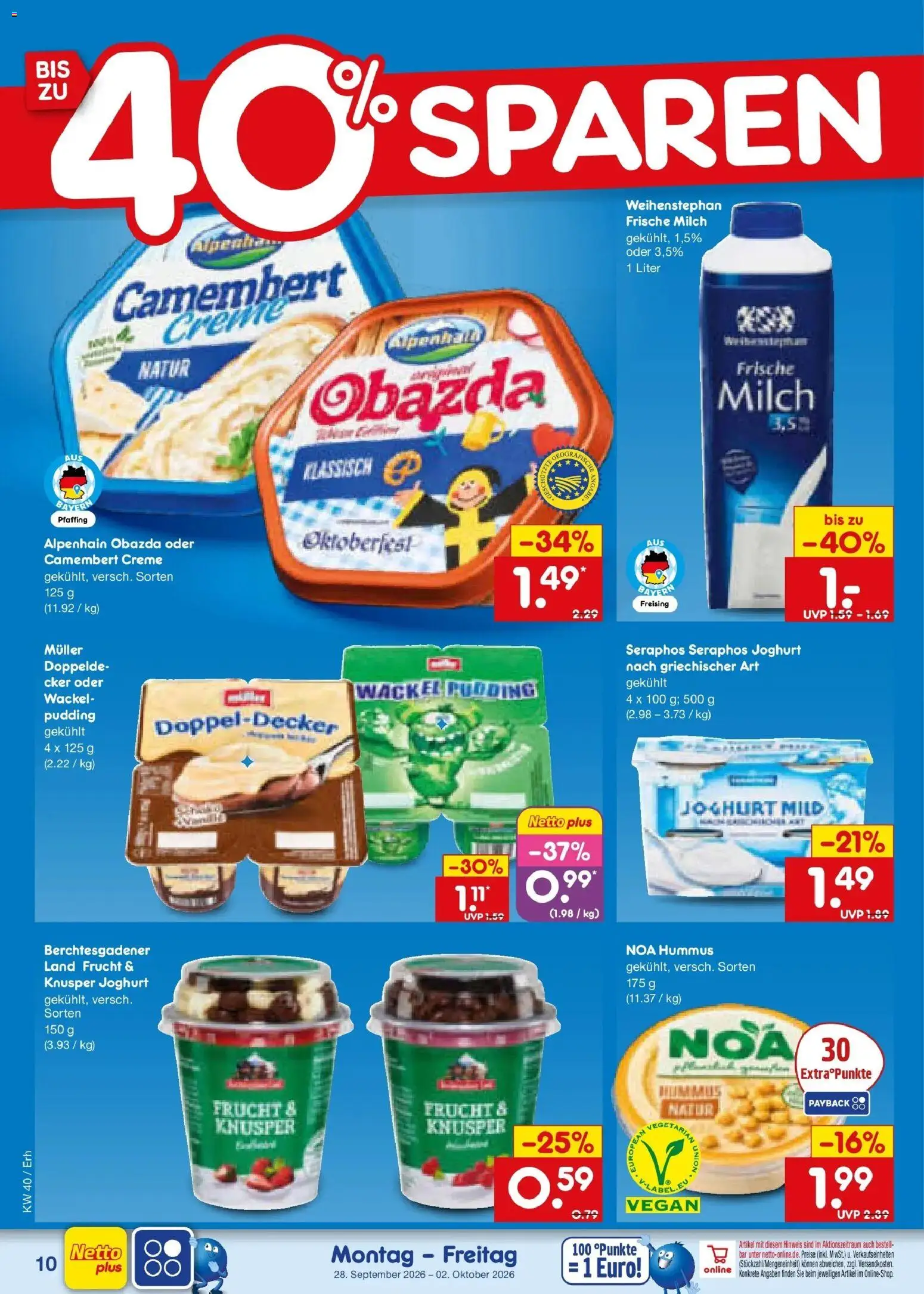 Netto Marken-Discount Prospekt Metten – gültig ab 28.09.2026 | Seite: 14 | Produkte: Milch, Joghurt, Creme, Hummus