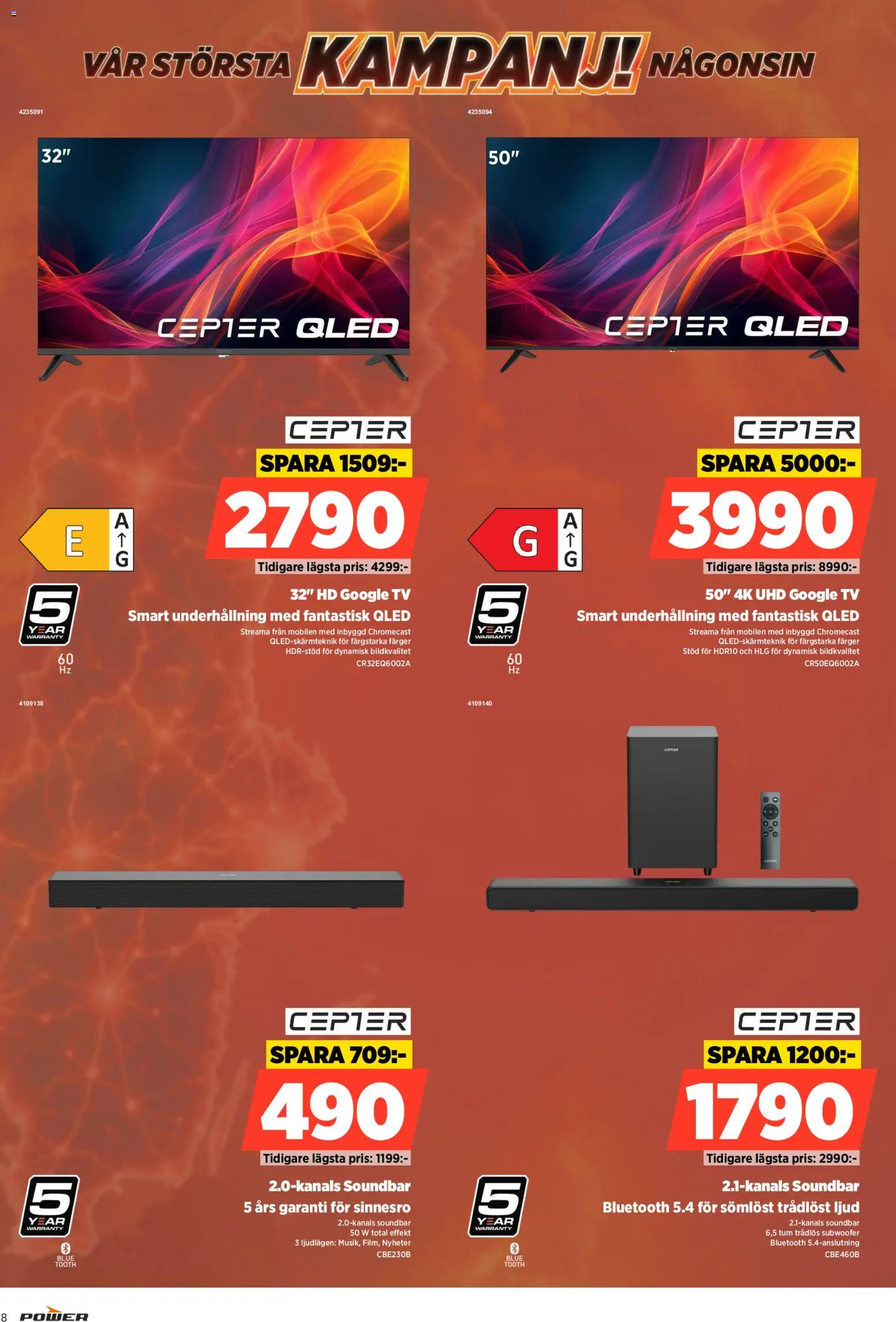 Power reklamblad aktuell från 17/08/2026 | Sida: 8 | Produkter: Nyheter, Soundbar, Tv