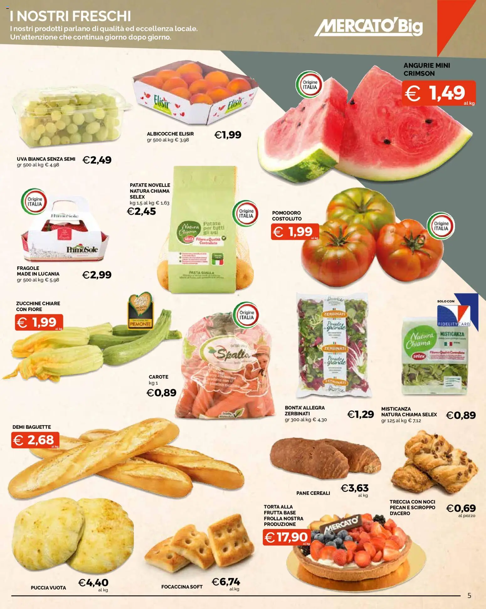 Volantino Mercatò del 25.05.2026 | Pagina: 5 | Prodotti: Misticanza, Pane, Pasta, Uva