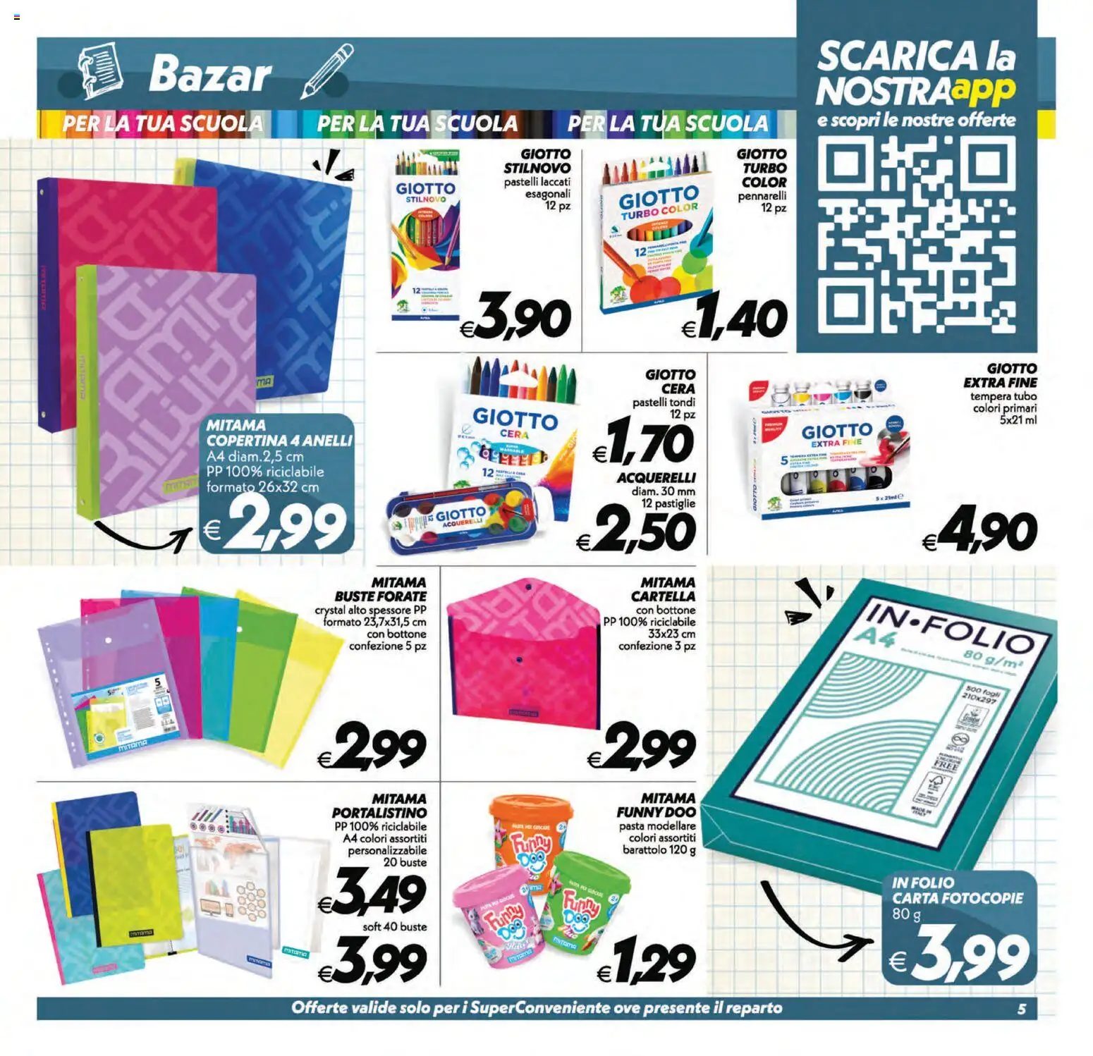 Volantino SuperConveniente del 11/09/2026 | Pagina: 29 | Prodotti: Tubo, Pasta, Pennarelli, Pastelli