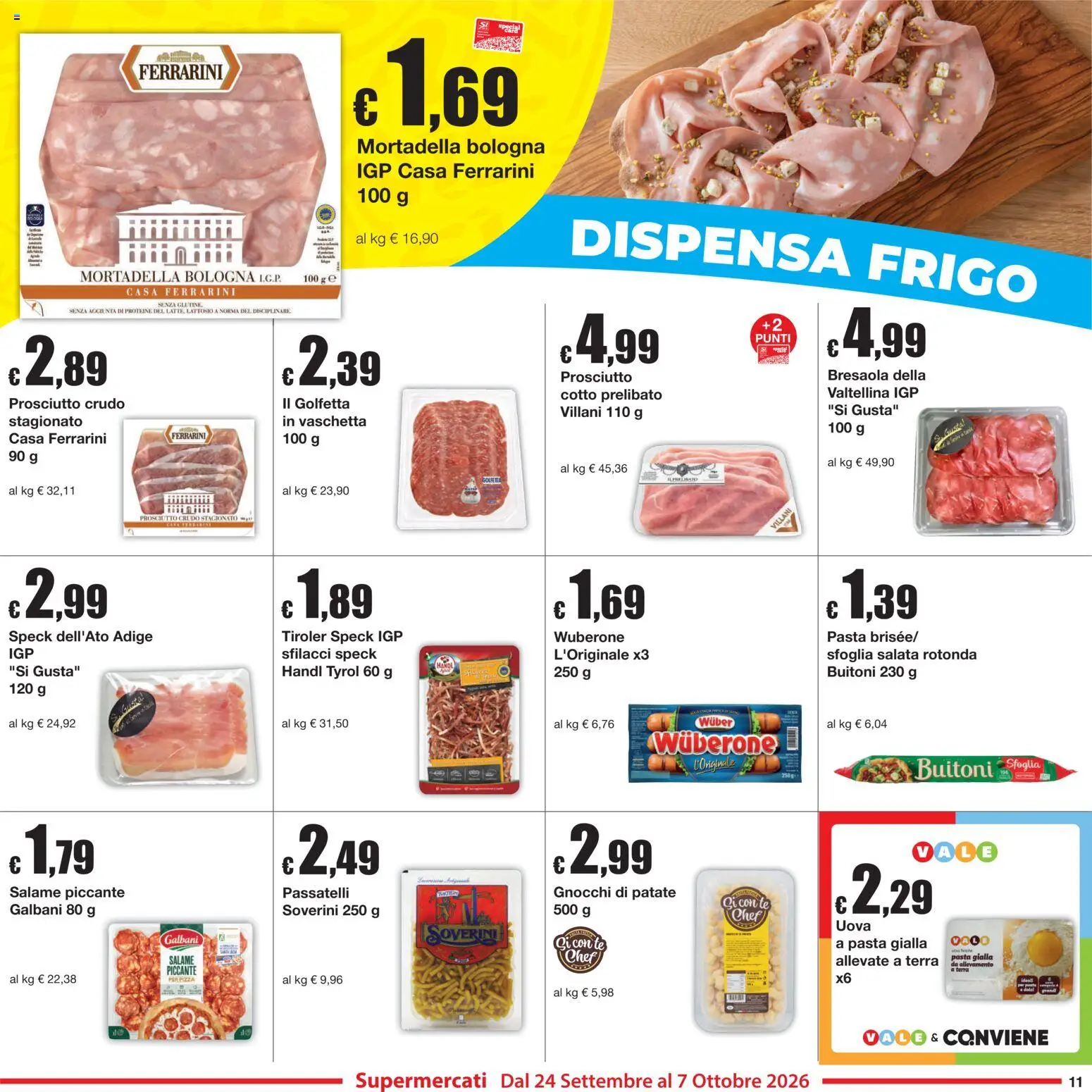 Volantino Sì con Te del 24/09/2026 | Pagina: 11 | Prodotti: Speck, Uova, Tè, Pasta