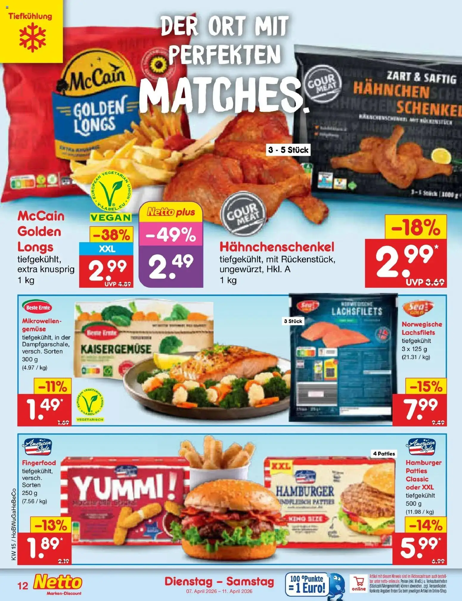 Netto Marken-Discount Prospekt Hamburg	 – gültig ab 07.04.2026 | Seite: 14 | Produkte: Hahnchen, Hahnchenschenkel, McCain, Gemüse