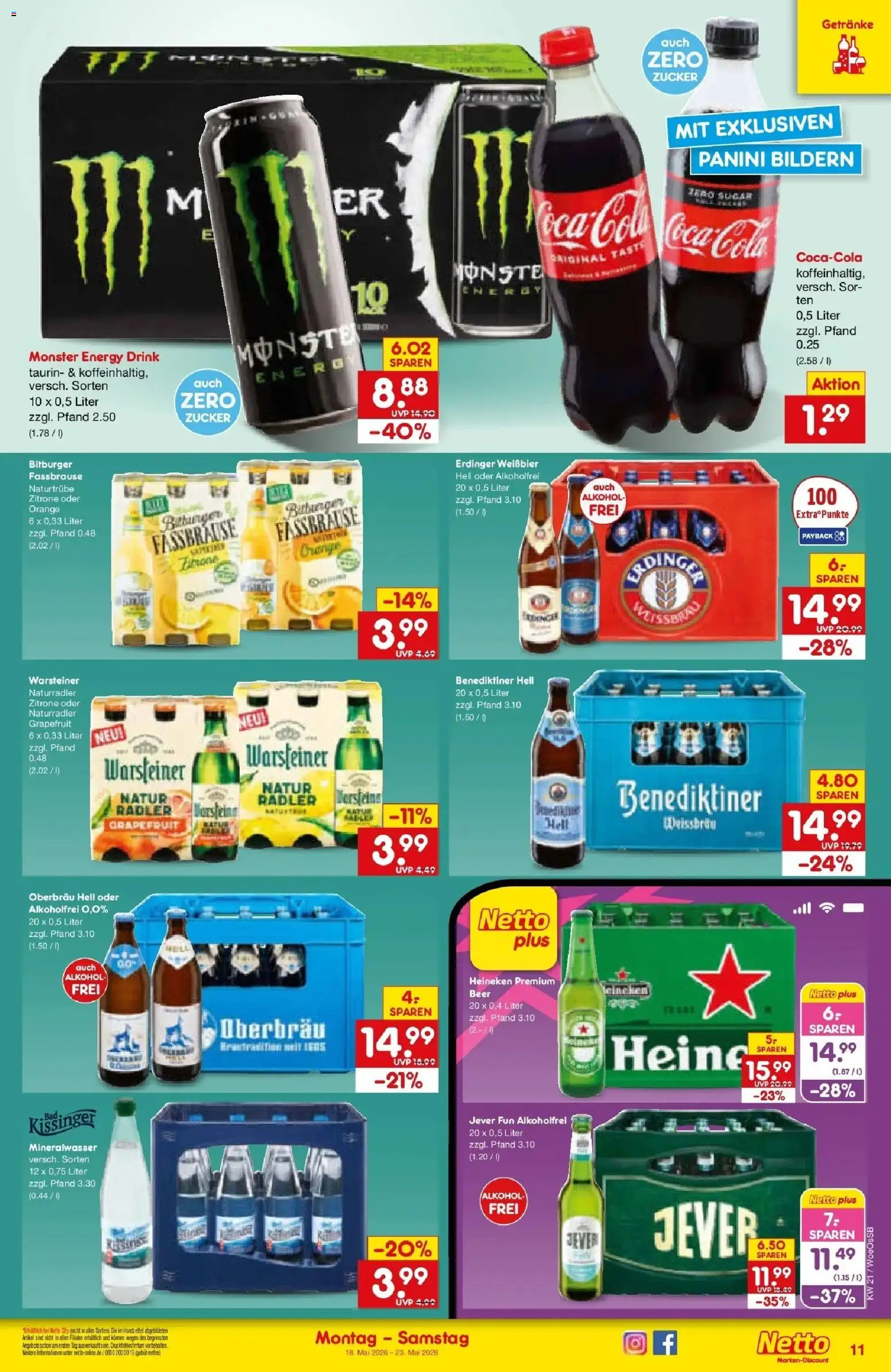 Netto Marken-Discount Prospekt Gemmingen	 – gültig ab 17.05.2026 | Seite: 11 | Produkte: Energy, Weißbier, Monster, Zucker