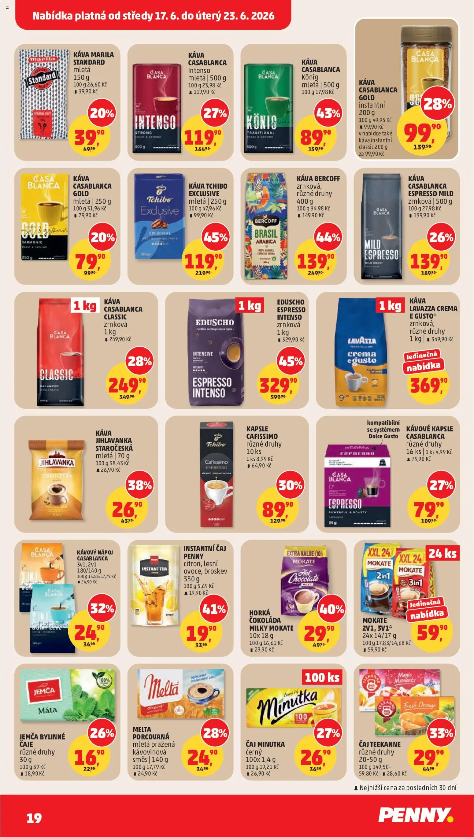 Penny Market leták od 17.06.2026 | Strana: 19 | Produkty: Čaj, Minutka, Melta, Cafissimo