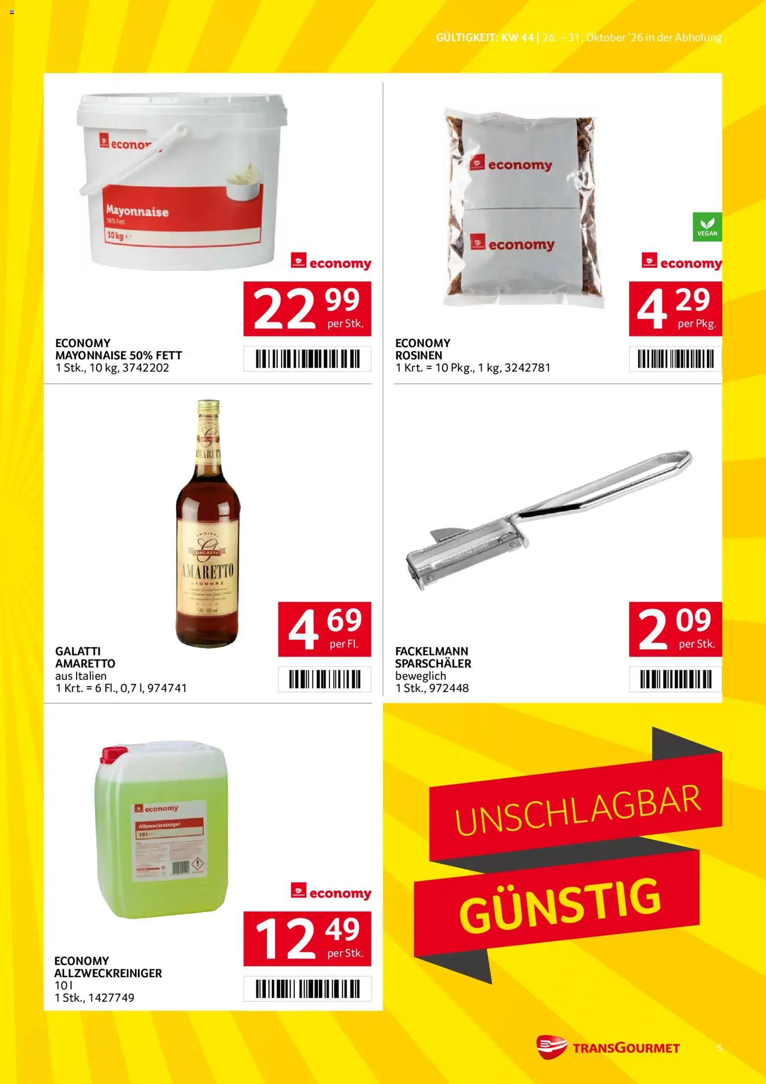 Transgourmet Abhol Aktion gültig ab 26.10.2026 | Seite: 5 | Produkte: Rosinen, Mayonnaise
