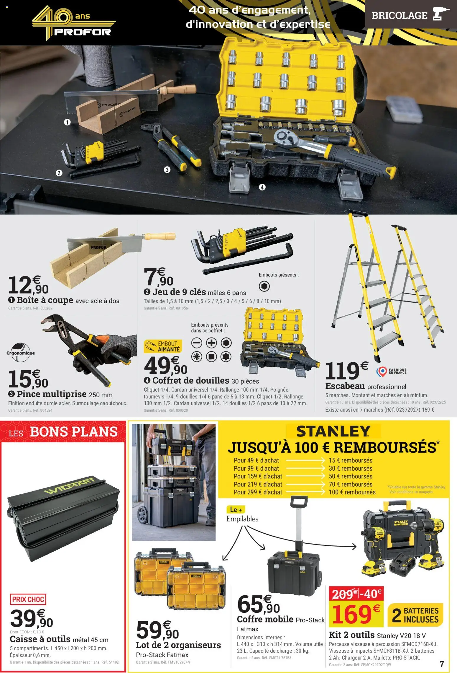 {H1} | Page: 7 | Produits: Tournevis, Coffret de douilles, Perceuse Visseuse, Escabeau