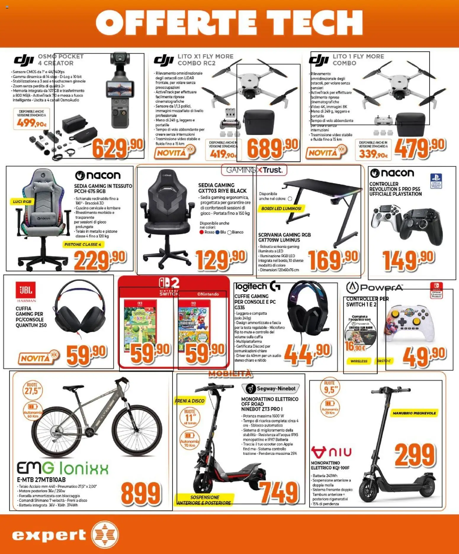 Volantino Expert del 04.06.2026 | Pagina: 24 | Prodotti: Monopattino, Cuffie, Cuscino, Scrivania