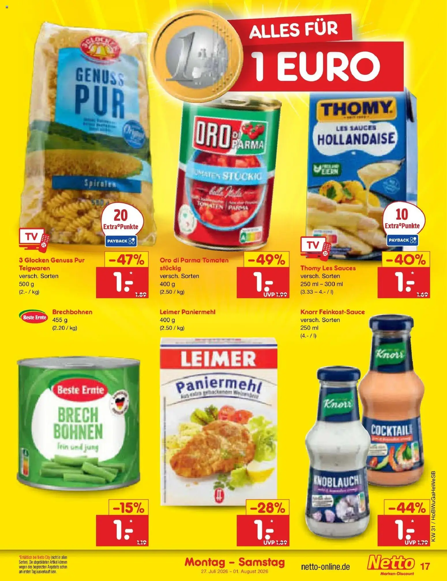 Netto Marken-Discount Prospekt Bielefeld – gültig ab 27.07.2026 | Seite: 27 | Produkte: Thomy les sauces, Knorr, Oro di parma, Knoblauch