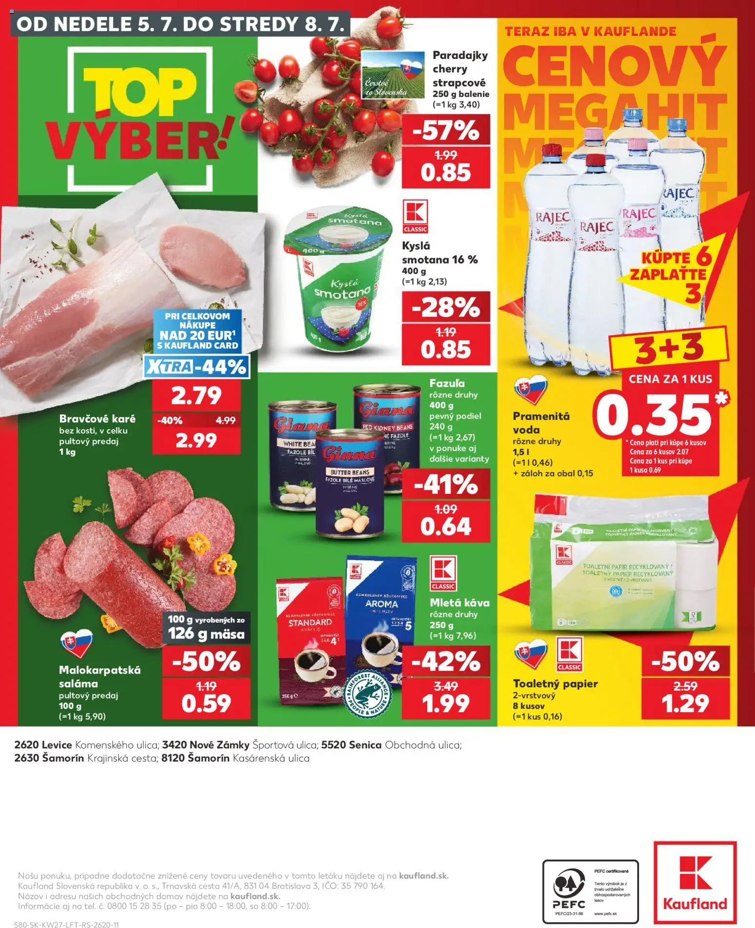 Nové Kaufland akcie – leták je platný od 02.07.2026 | Strana: 80 | Produkty: Káva, Fazuľa, Rajec, Voda