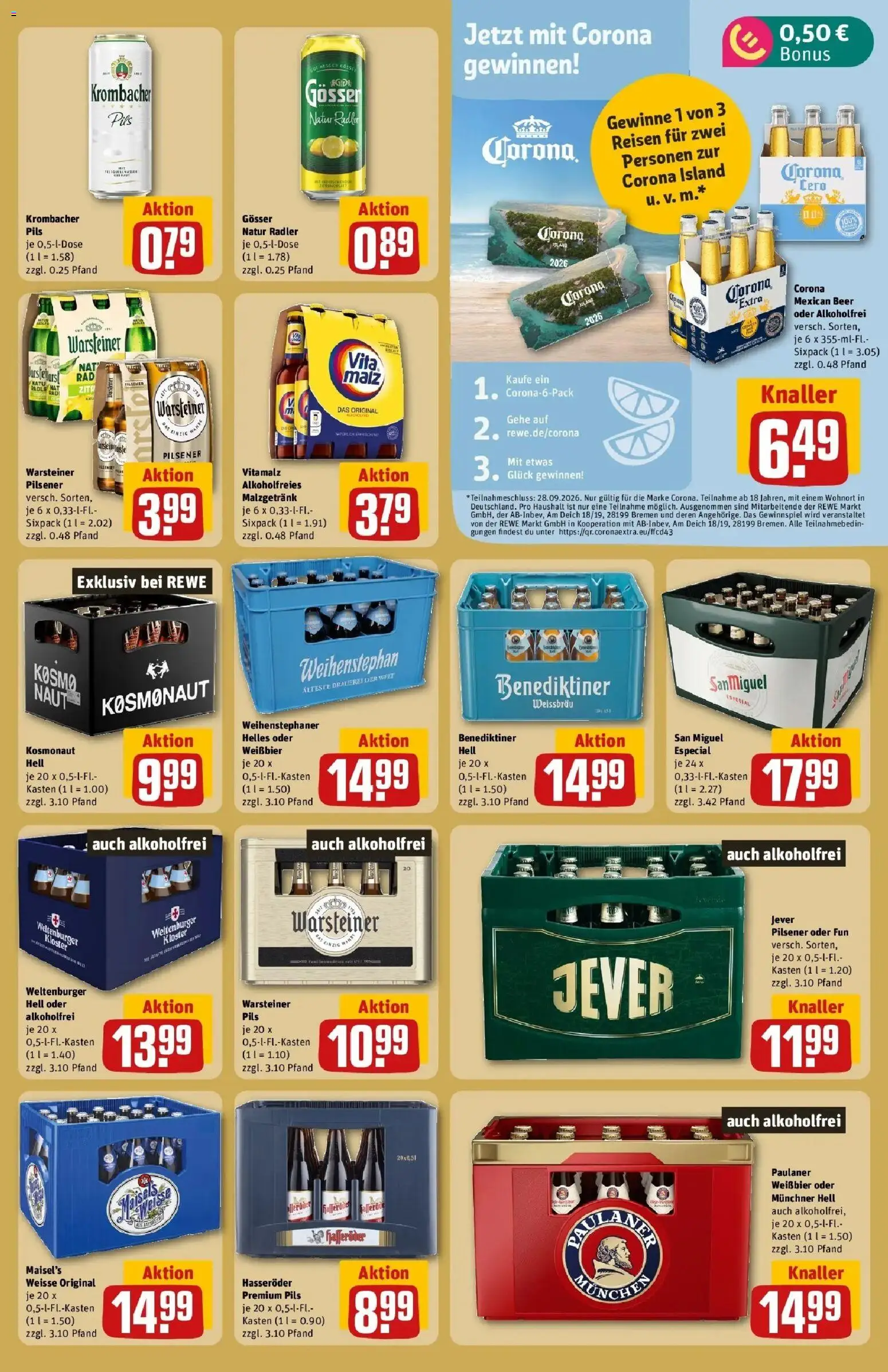 Rewe Prospekt Elsterwerda – gültig ab 27.07.2026 | Seite: 21 | Produkte: Weißbier, Radler, Warsteiner, Jever