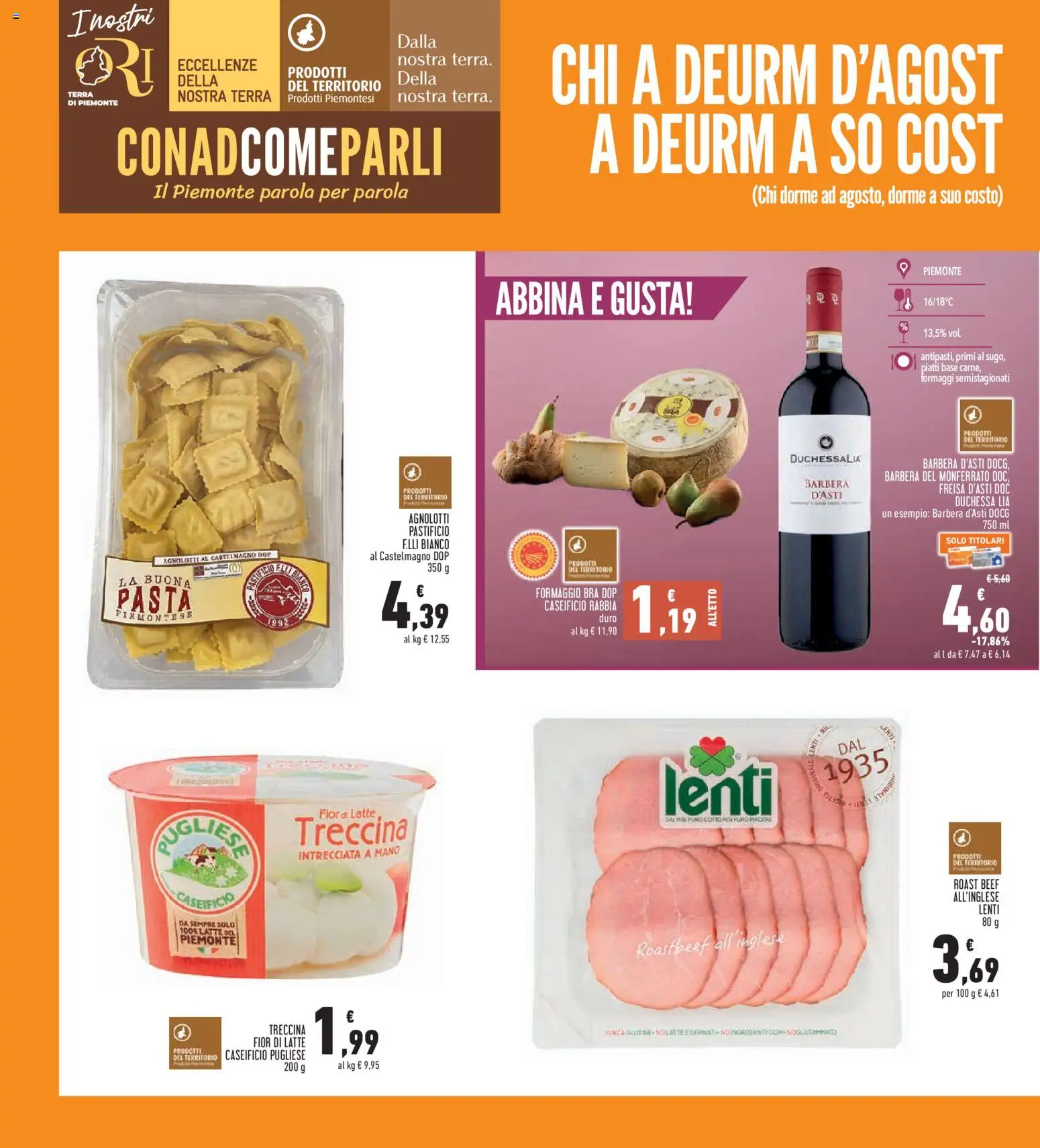 Volantino Conad del 27/08/2026 | Pagina: 6 | Prodotti: Piatti, Latte, Formaggio, Terra