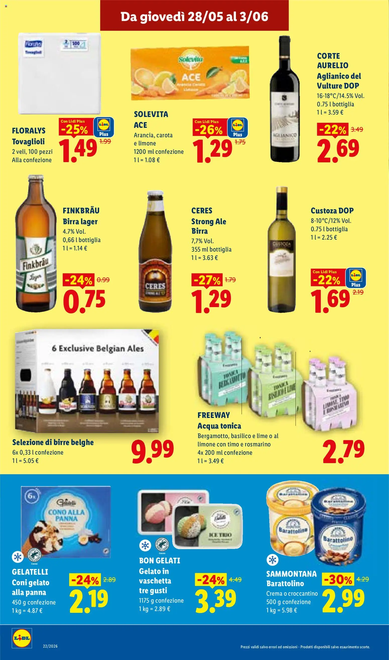 Volantino Lidl del 28.05.2026 | Pagina: 10 | Prodotti: Birra, Acqua, Lime, Basilico