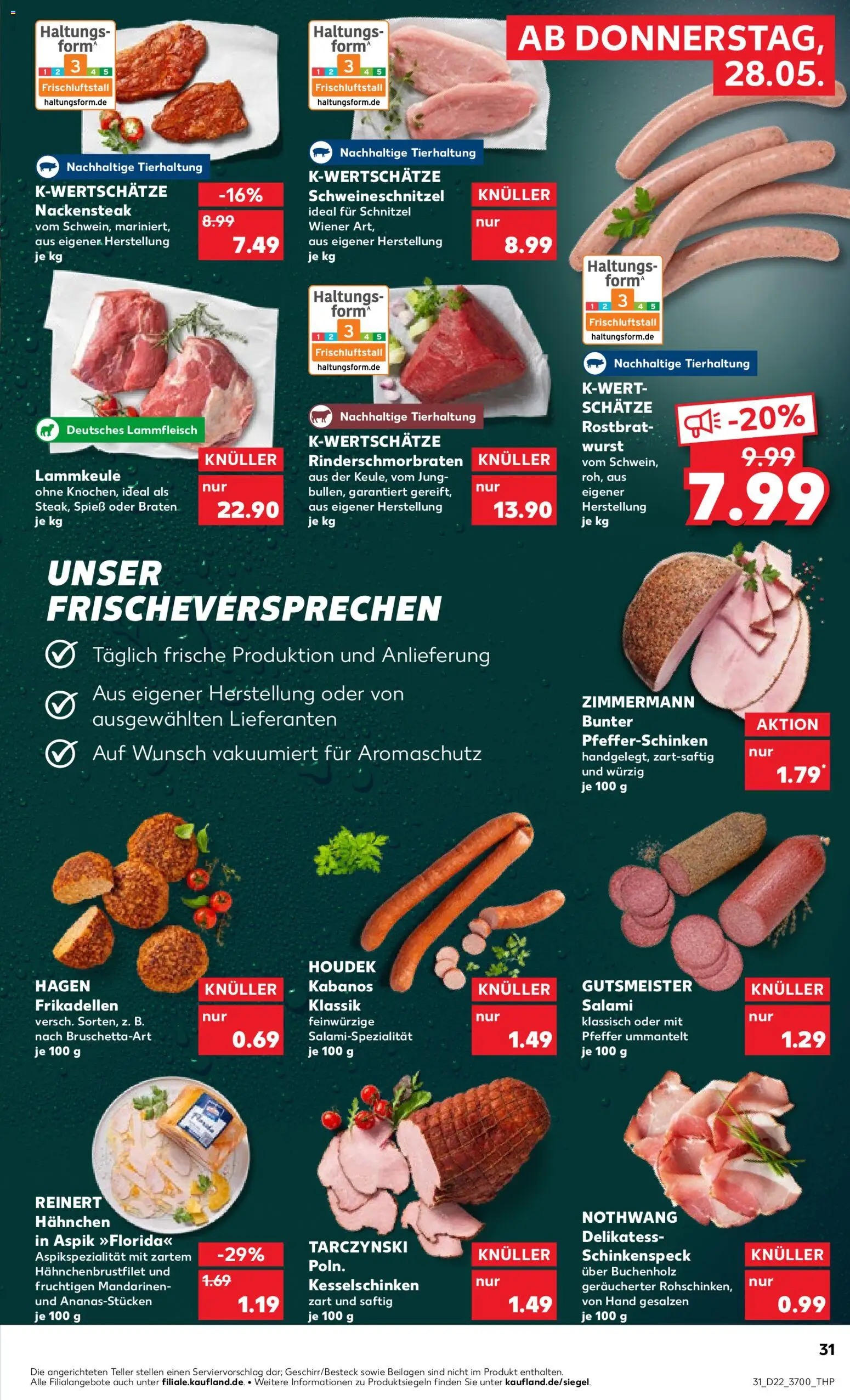 Kaufland Prospekt Rostock – gültig ab 28.05.2026 | Seite: 31 | Produkte: Hahnchen, Schnitzel, Wurst, Steak