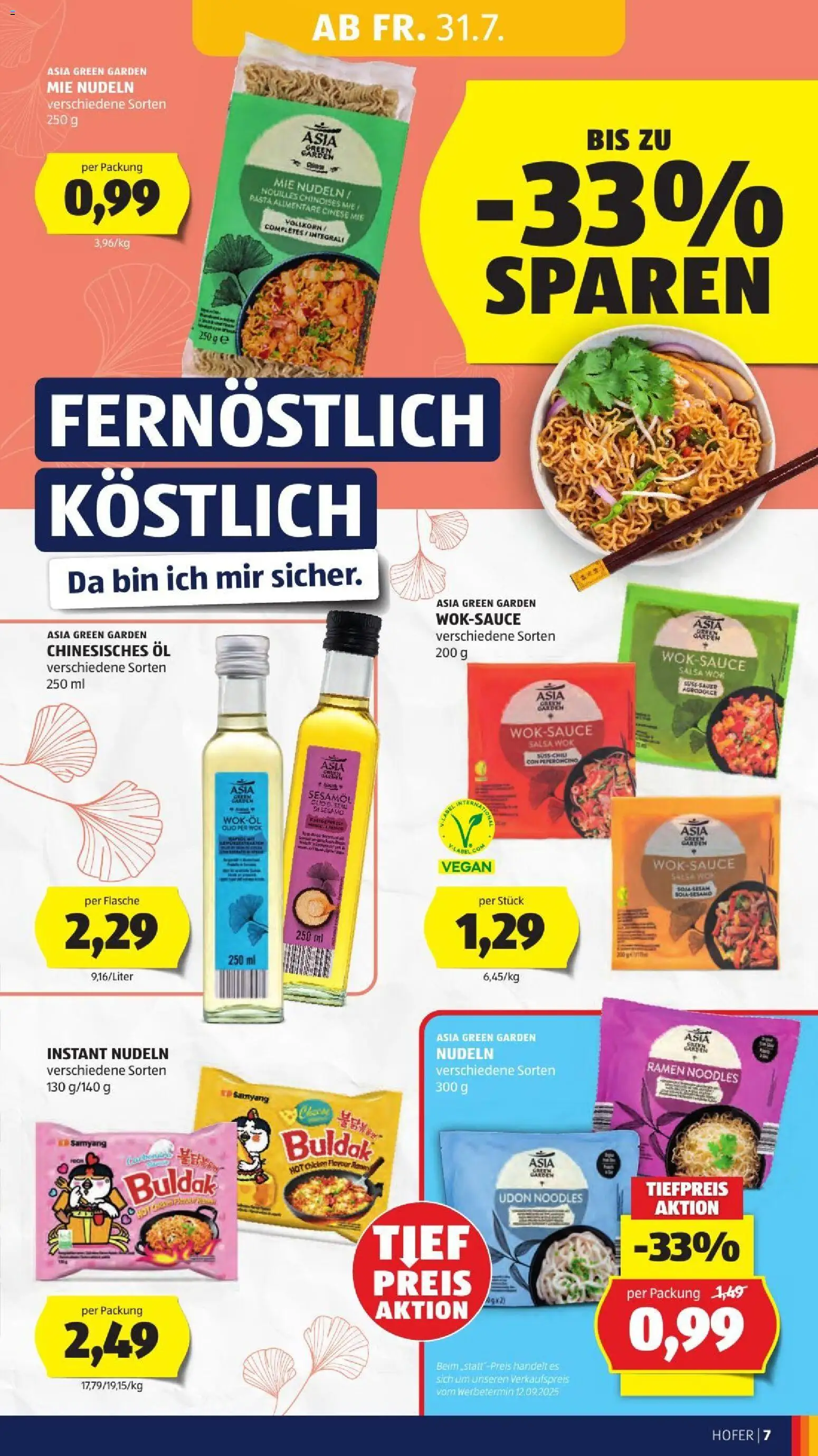 Hofer Flugblatt gültig ab 31.07.2026 | Seite: 13 | Produkte: Pasta, Öl, Nudeln
