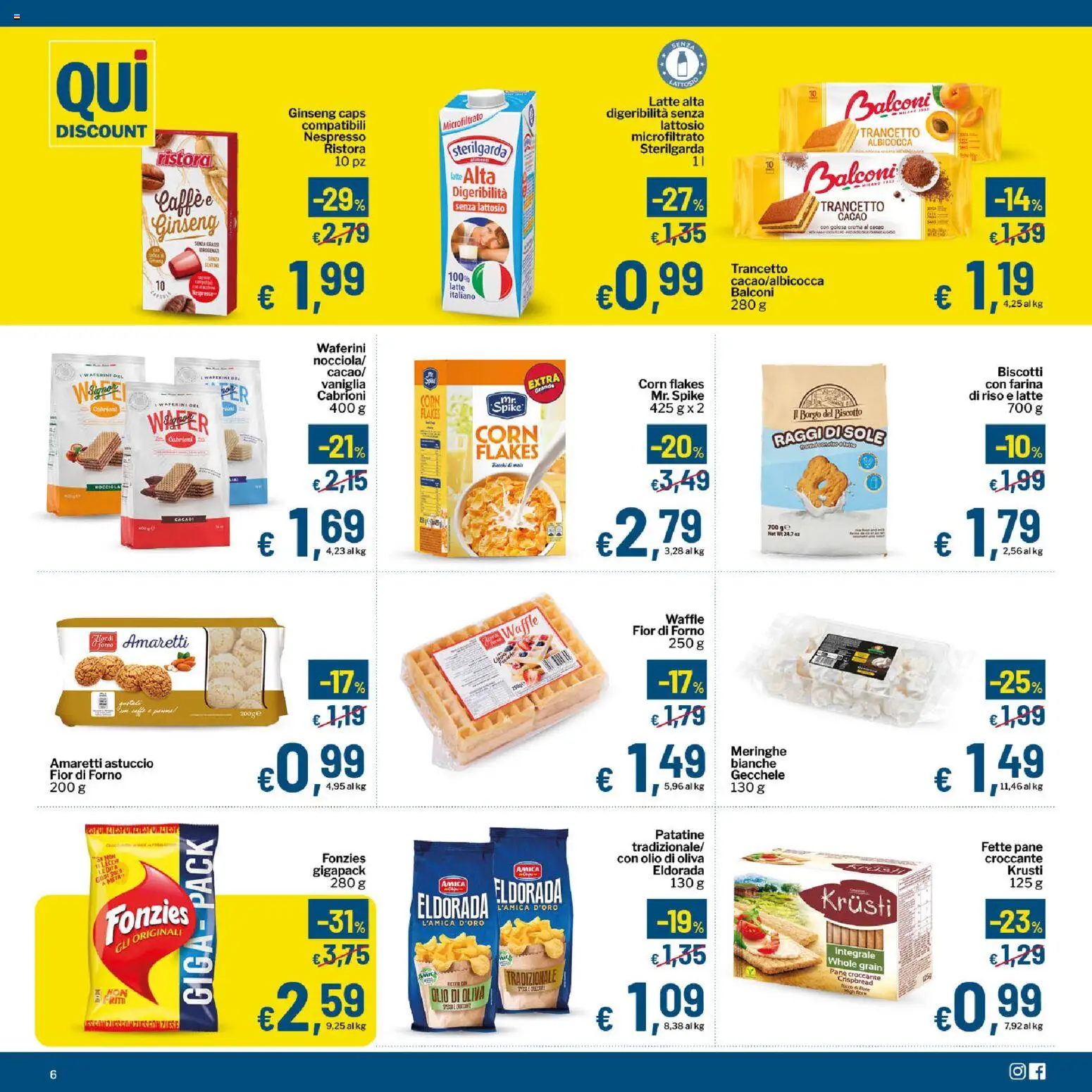 Volantino Qui Discount del 30/06/2026 | Pagina: 6 | Prodotti: Pane, Biscotti, Astuccio, Forno