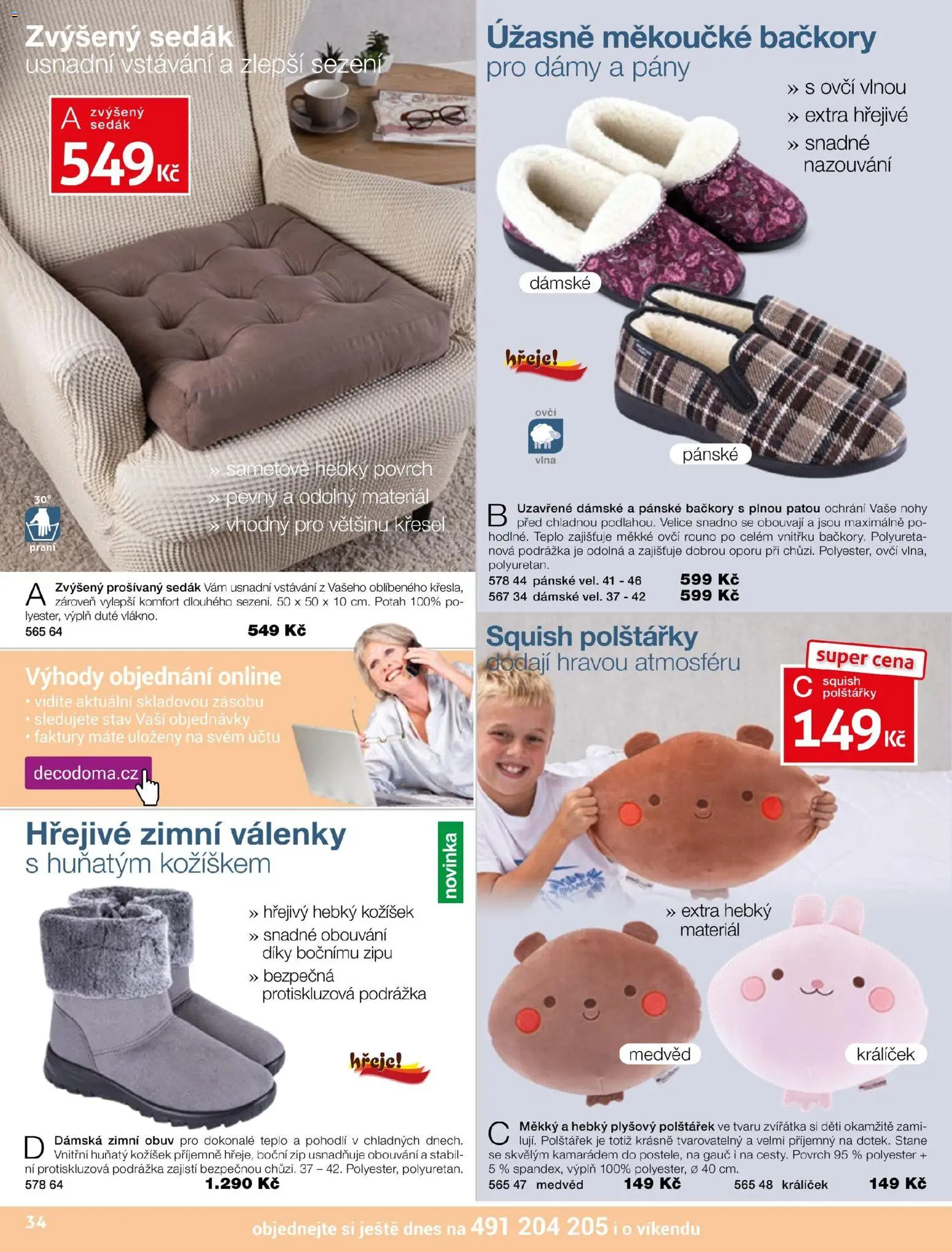 Decodoma katalog Vánoce 2026 od 04.10.2026 | Strana: 35 | Produkty: Polštářky, Bačkory, Obuv, Gauč