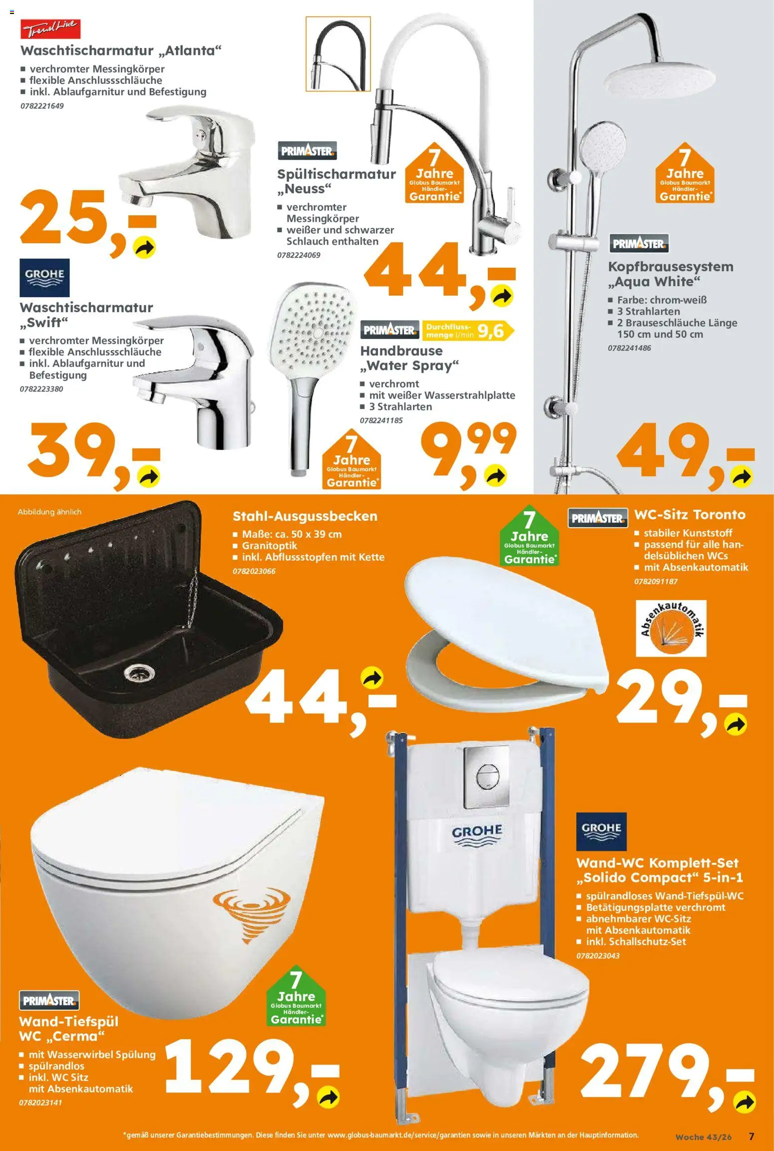 Globus Baumarkt Prospekt Saarbrücken – gültig ab 19.10.2026 | Seite: 7 | Produkte: WC Sitz, Spülung