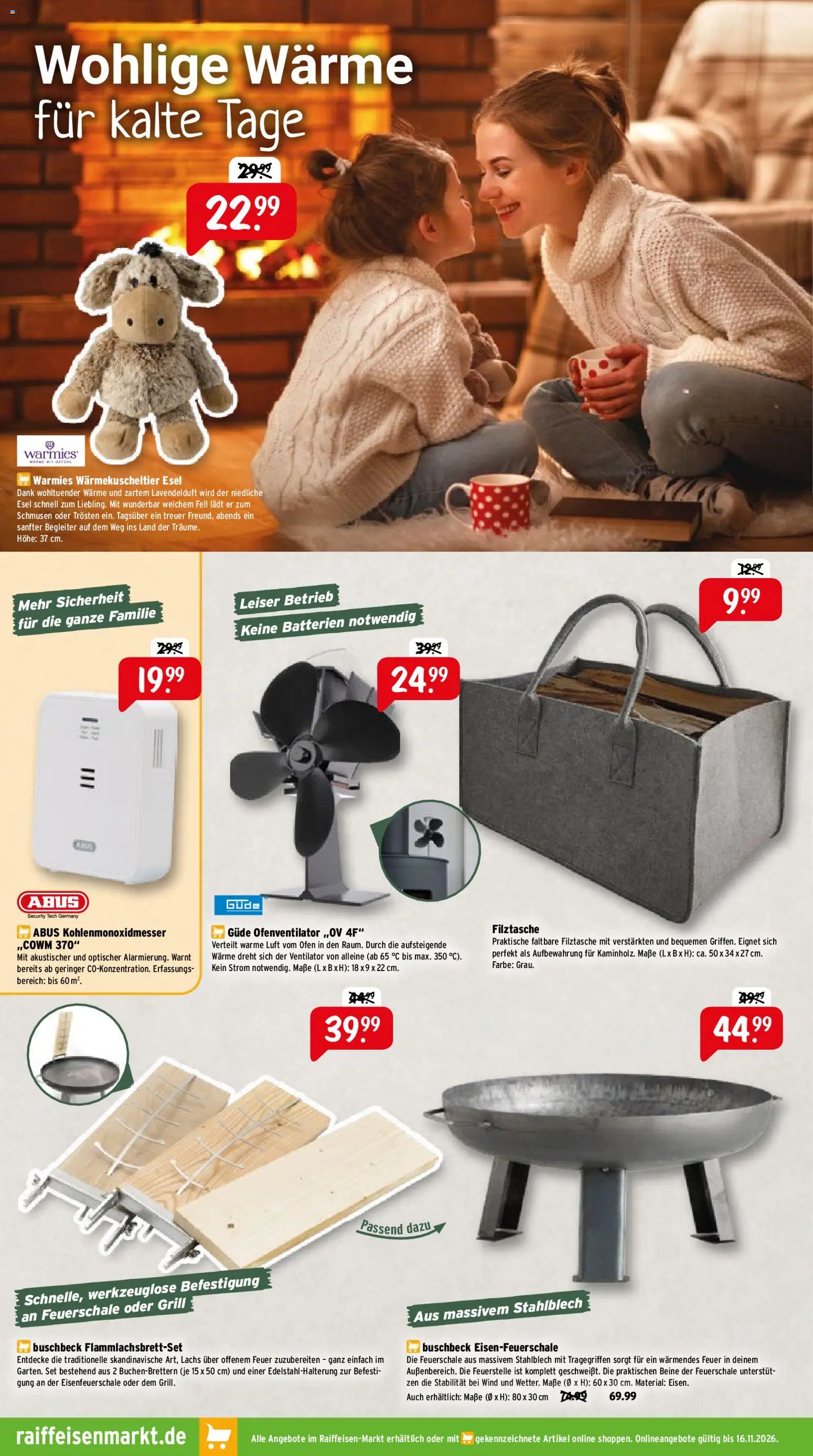 Raiffeisen Markt Prospekt – gültig ab 01.11.2026 | Seite: 4 | Produkte: Ofen, Ventilator, Batterien, Lachs