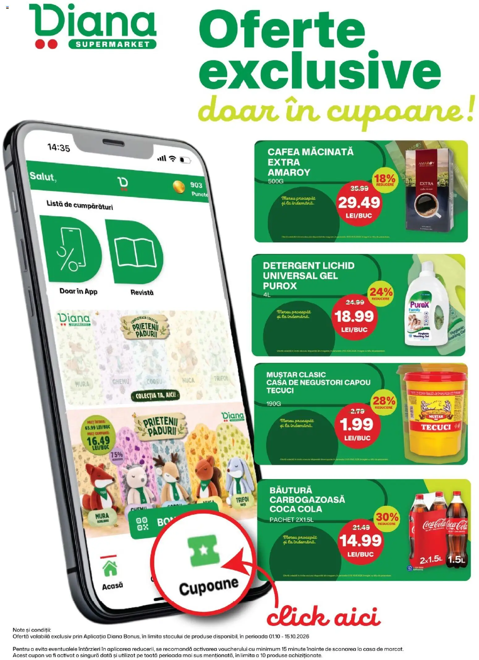 Noul catalog Diana – valabil de la 16.10.2026 | Pagină: 11 | Produse: Cafea macinata, Cola, Coca cola, Cafea