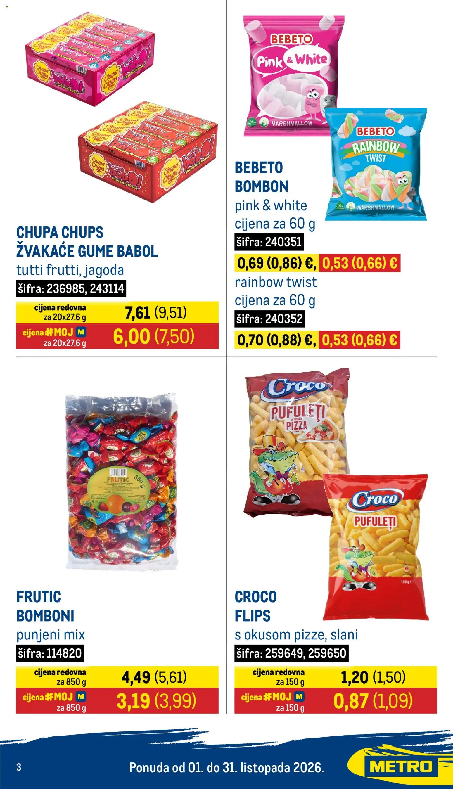 Metro katalog | vrijedi od 01.10.2026 | Stranica: 3 | Proizvodi: Flips, Žvakaće gume, Bombon, Bomboni