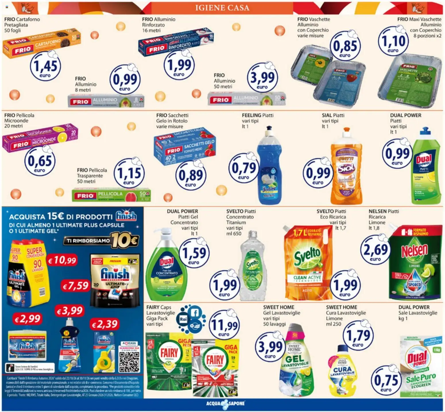Volantino Acqua e Sapone del 05/10/2026 | Pagina: 14 | Prodotti: Piatti, Sale, Lavastoviglie, Alluminio